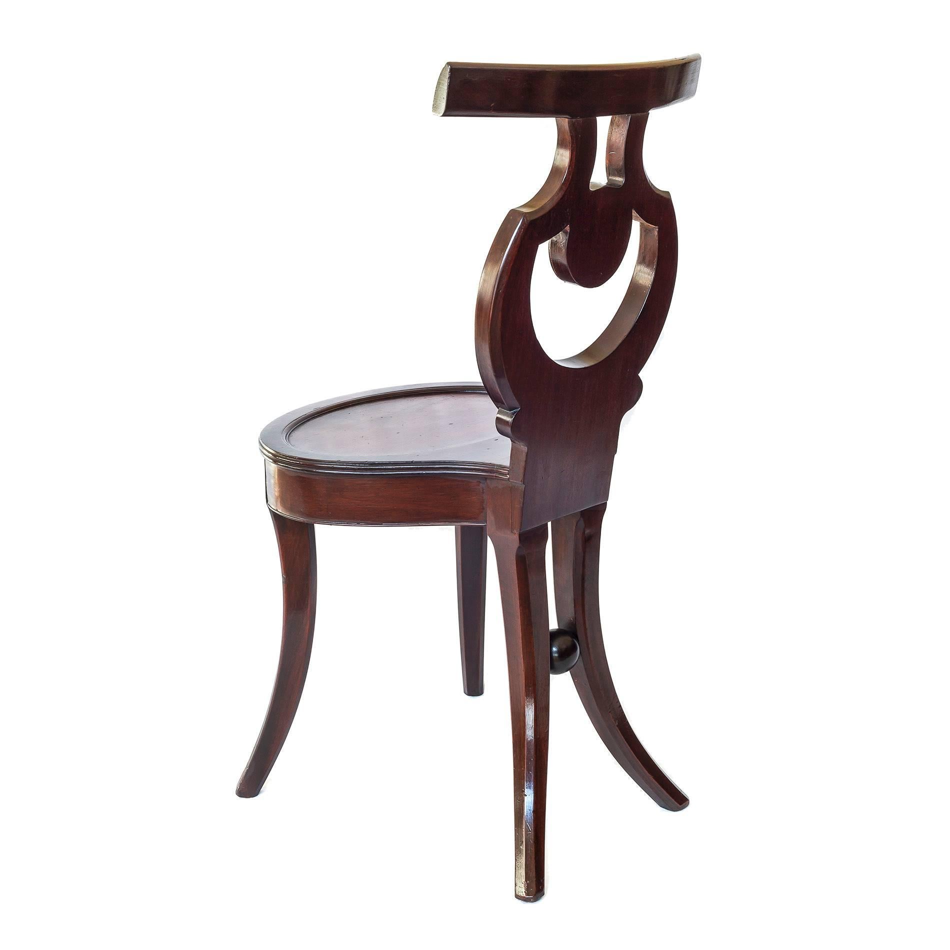 Fine Rare English Regency Period Mahogany Hall Chairs 2