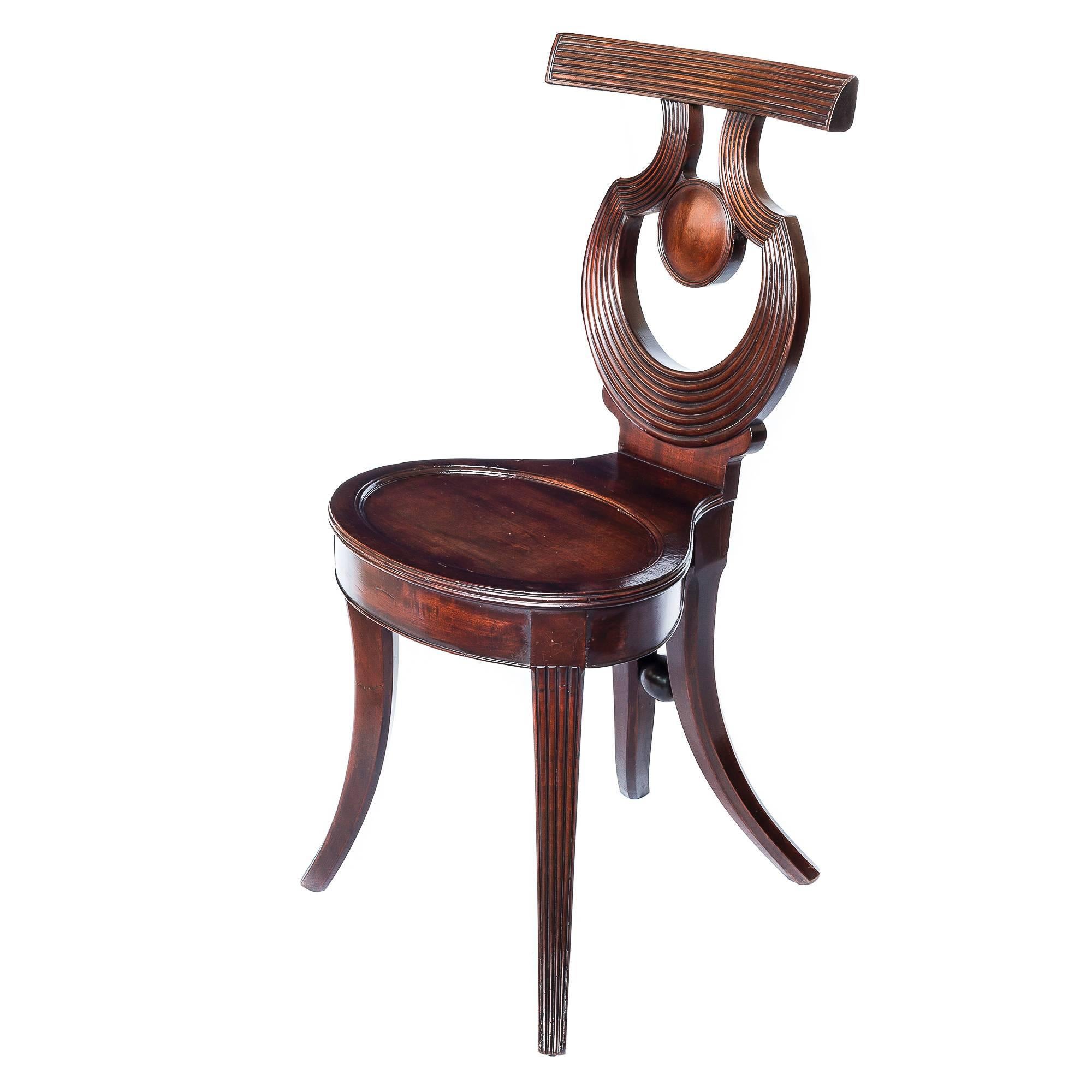 19th Century Fine Rare English Regency Period Mahogany Hall Chairs