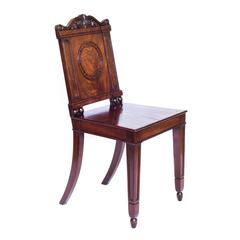 George III Regency Mahogany Hall Chair, Attributed to Gillows, 19th Century