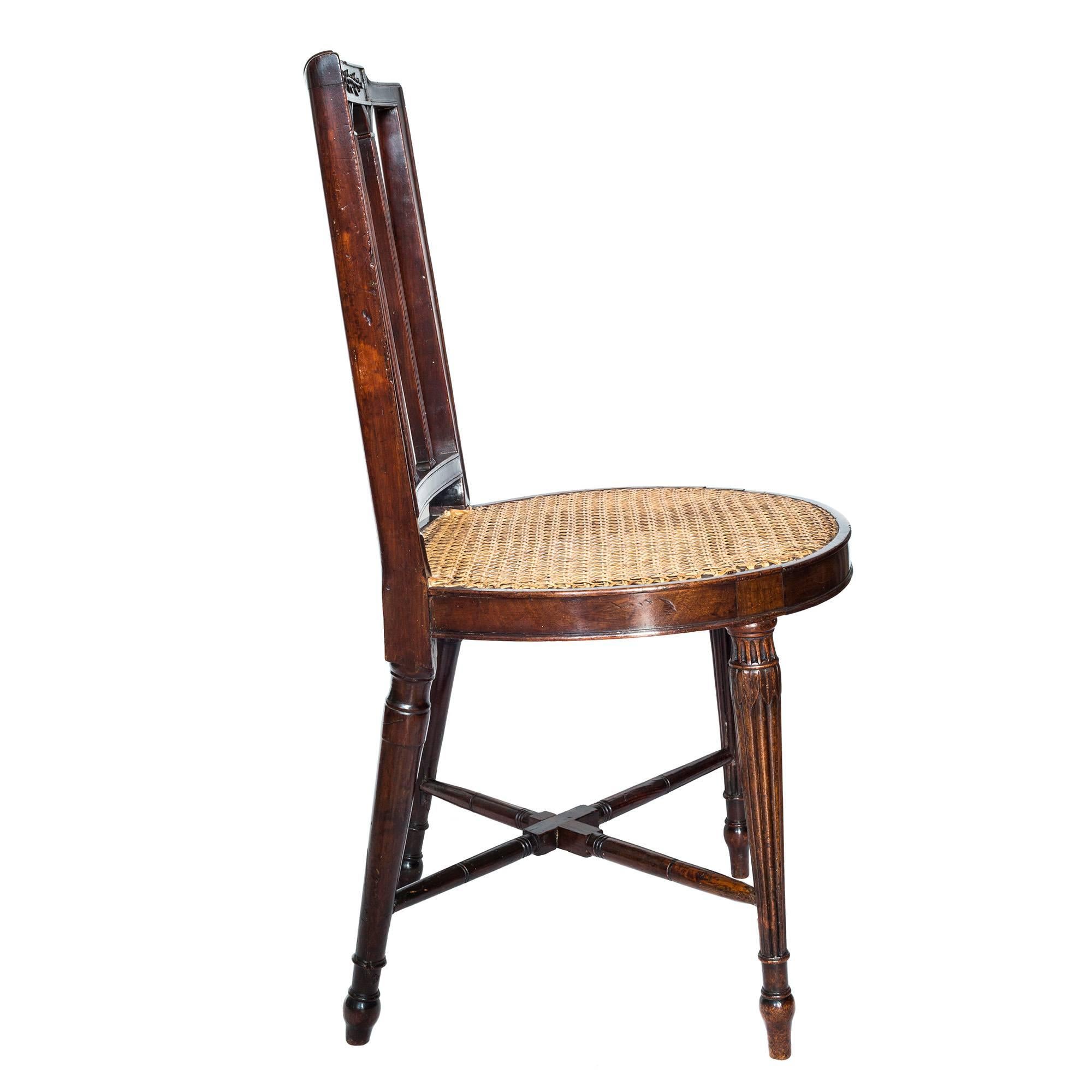 Cane Fine George III Period Neoclassical Mahogany Side Chair, Manner of Gillows