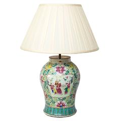 Large 19th Century Chinese Qing Dynasty Famille Rose Porcelain Jar Lamp 4