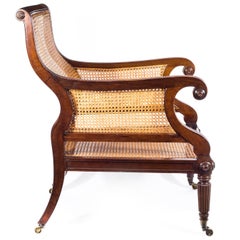 English Regency Mahogany Library Bergère Armchair Attributed to Gillows