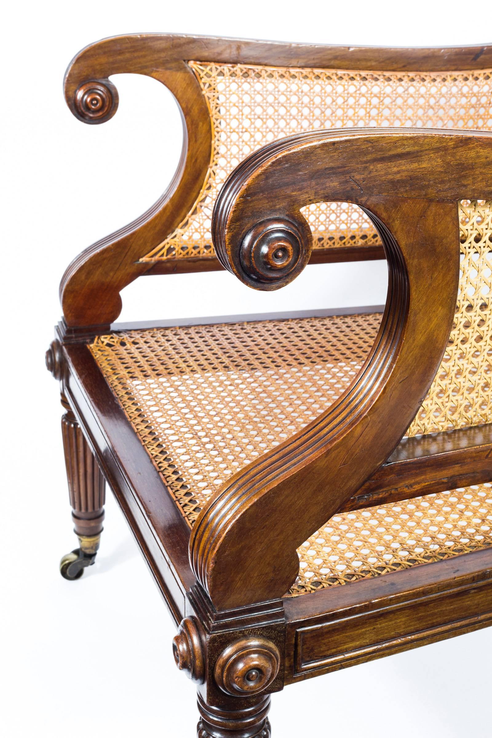 English Regency Mahogany Library Bergère Armchair Attributed to Gillows 5