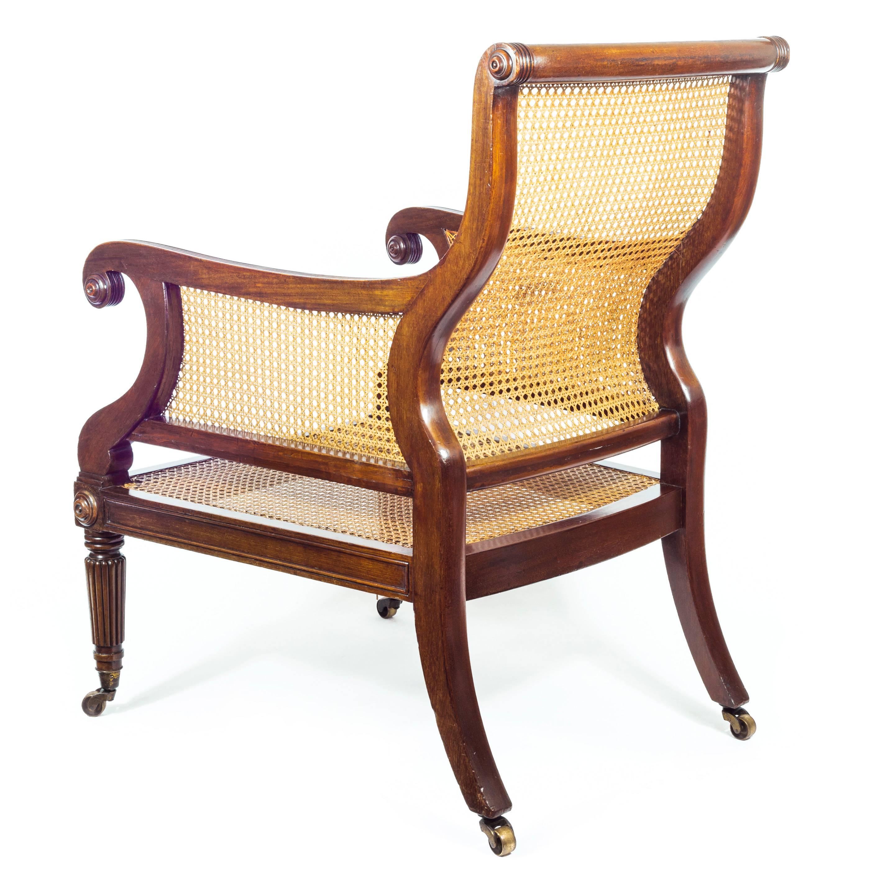 English Regency Mahogany Library Bergère Armchair Attributed to Gillows 3