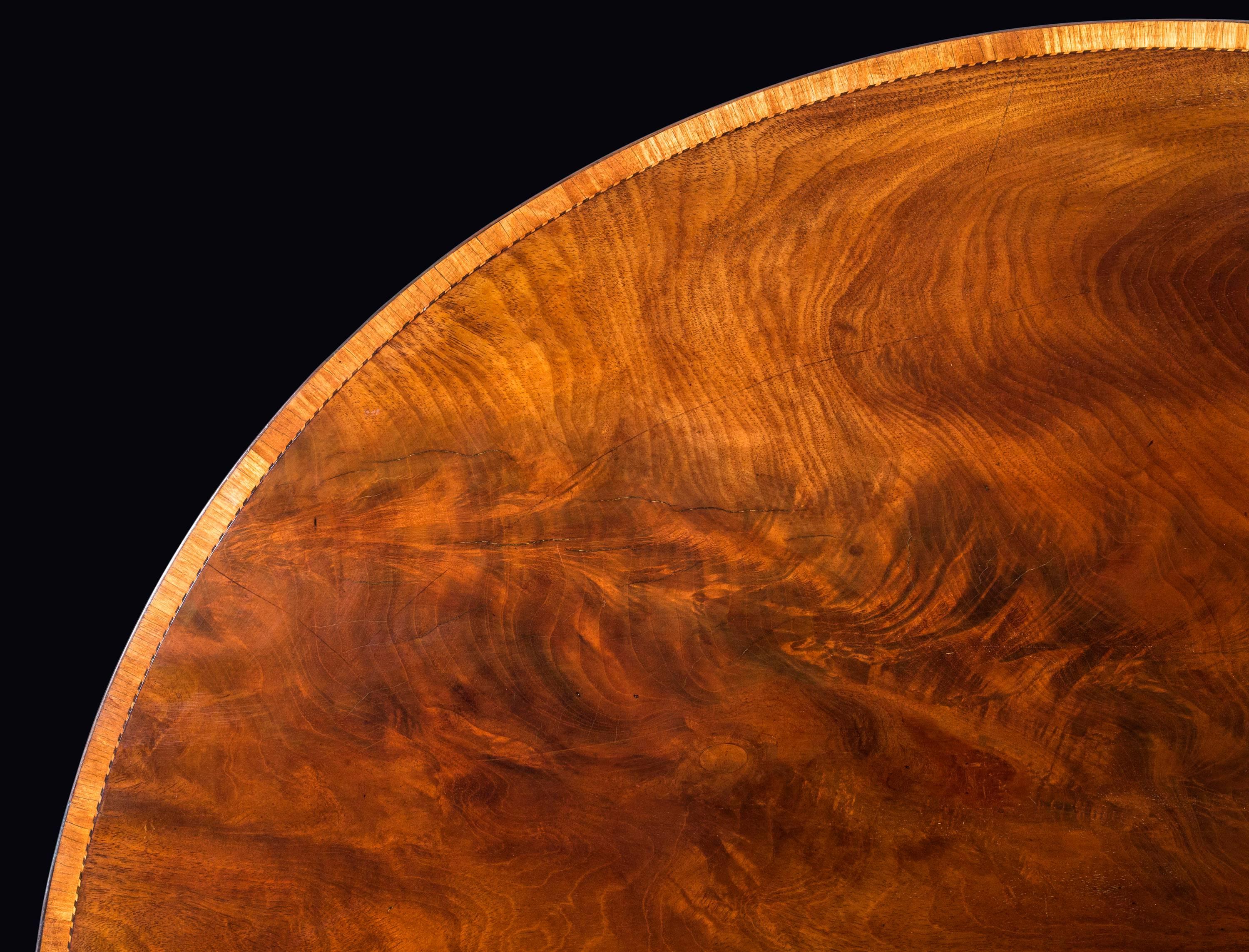 English 18th Century George III Figured Mahogany Inlaid Half-Moon Table 1