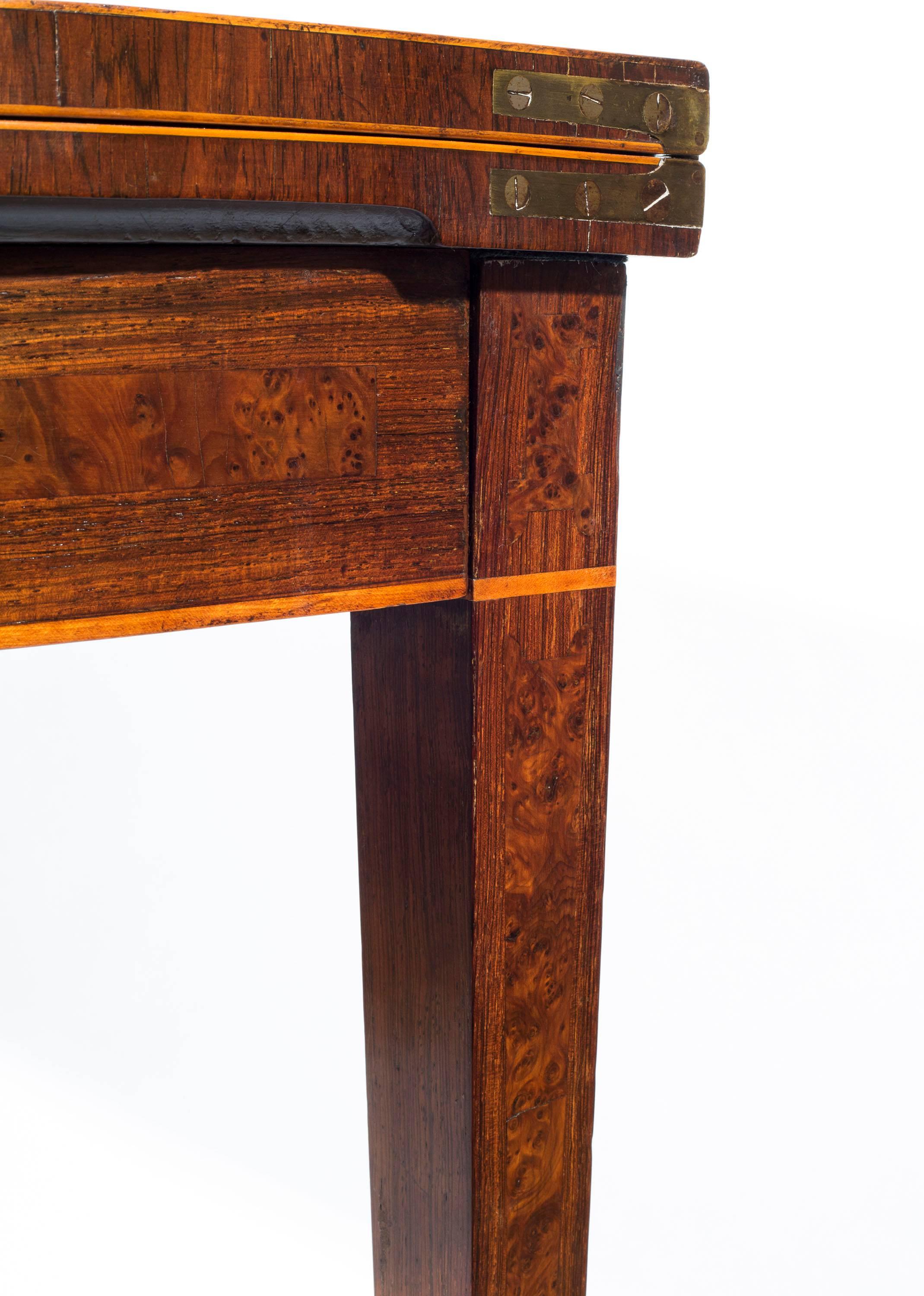 Padouk English 18th Century George III Burl Yew and Fustic Inlaid D-shaped Side Table