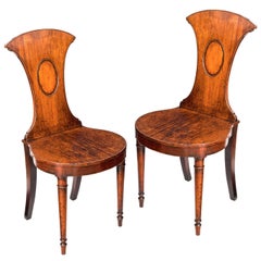 English 18th Century George III Regency Pair of Neoclassical Hall Chairs