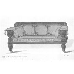 English 19th Century Regency Mahogany Sofa in Green Velvet Design by John Taylor