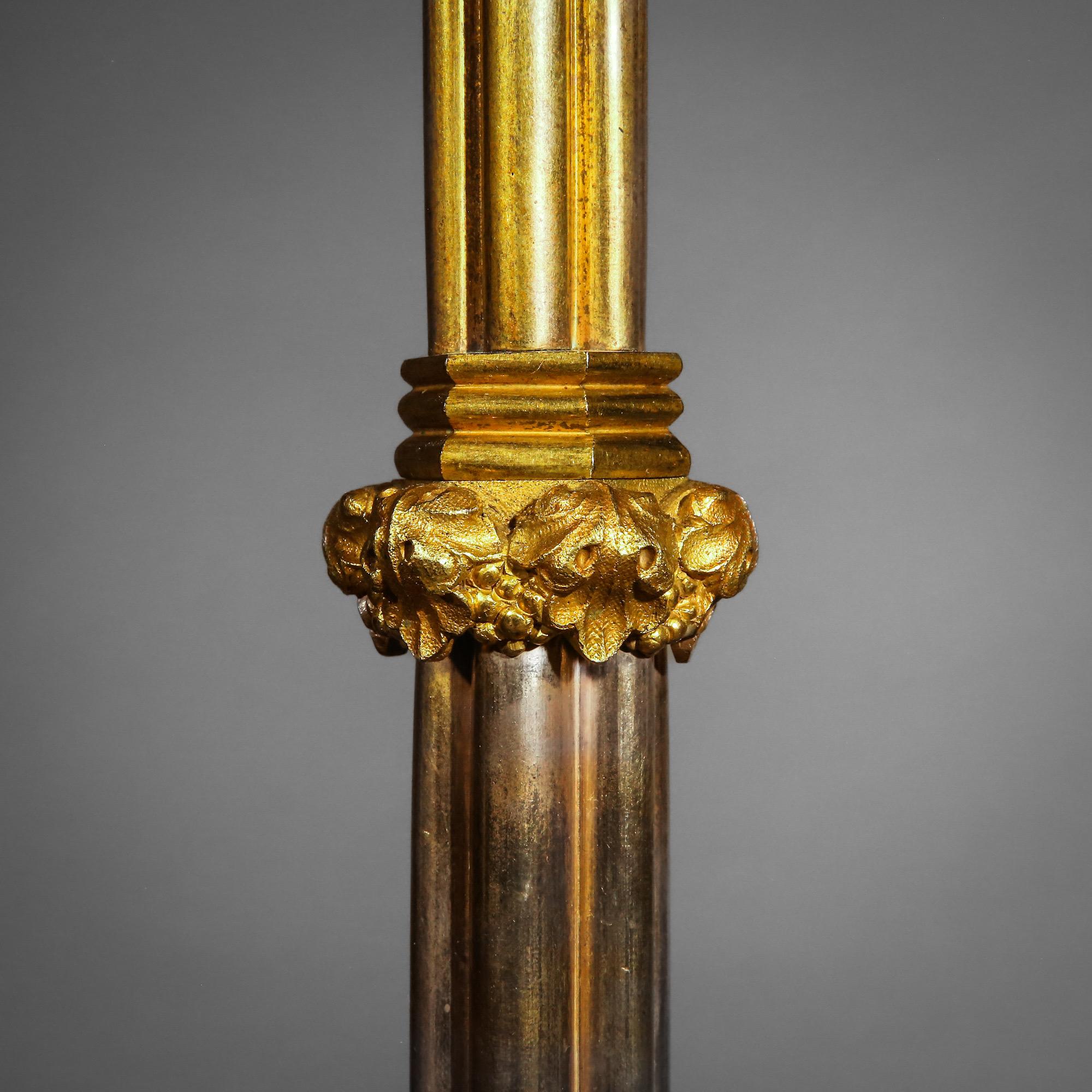Early 19th Century Tall Gothic Ormolu Table Lamp For Sale 1