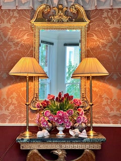 Rare 18th Century Exceptionally Tall Brass Table Lamps