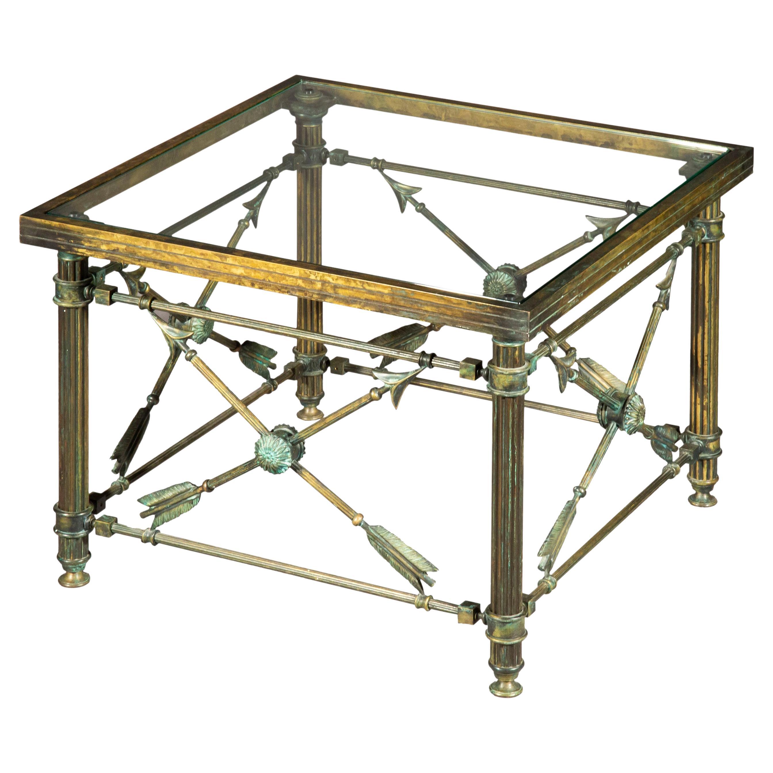 Bronze Low Cocktail Table with Glass Top 1
