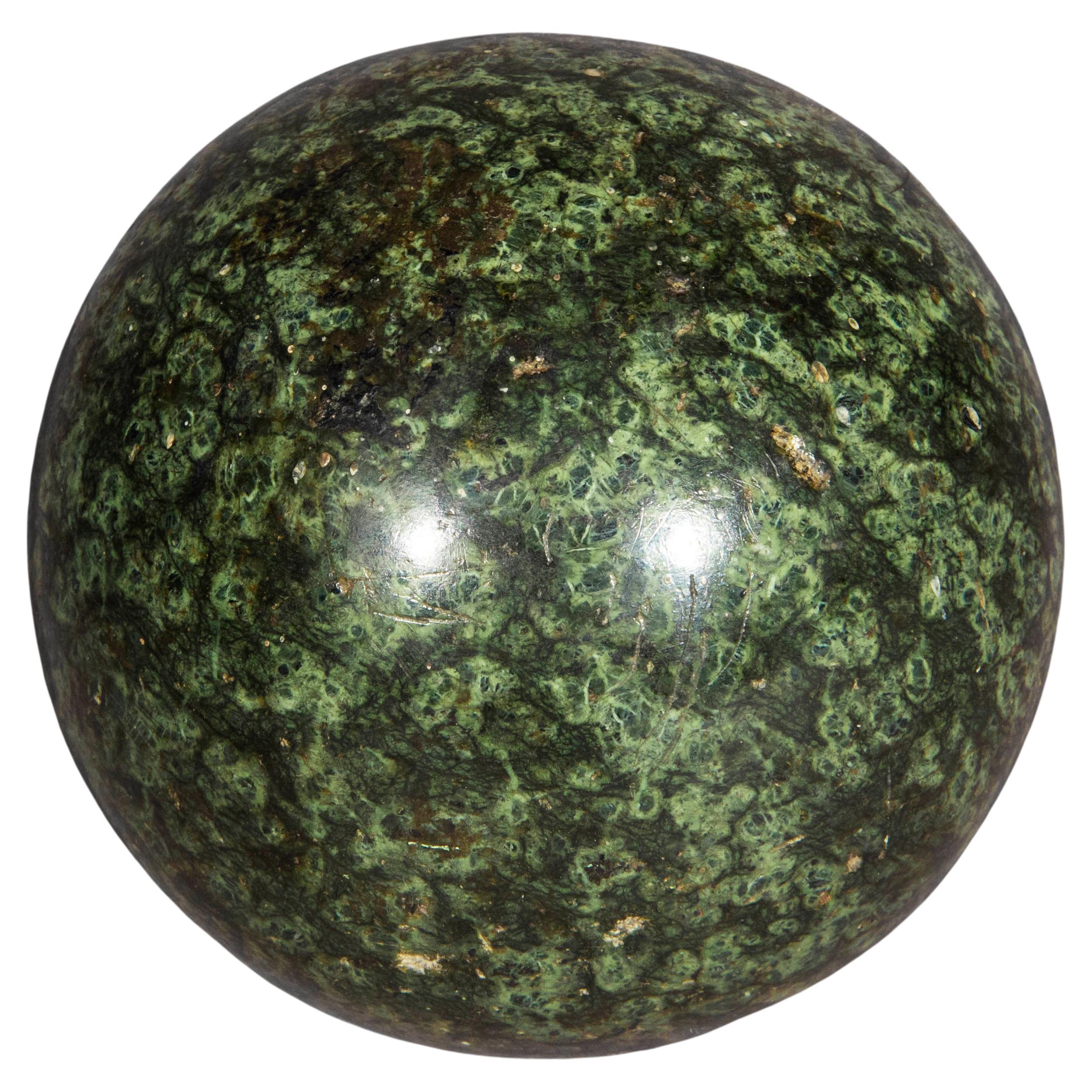 17th Century Grand Tour Green Serpentine Specimen Sphere