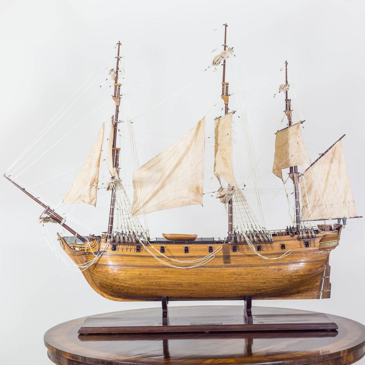 A Fine Early 20th Century Large Antique Ship Model of HMS Pandora, 1779