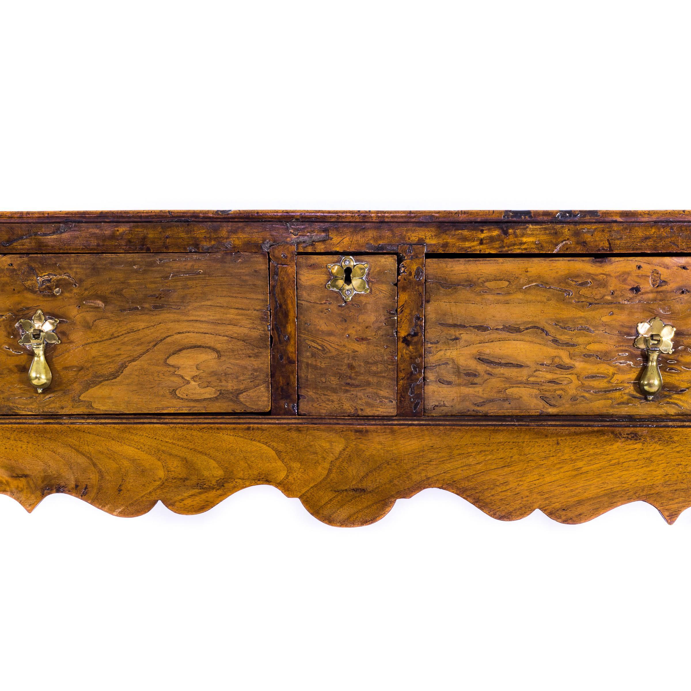 Queen Anne Rare Early 18th Century Country Made Burr Yew Lowboy