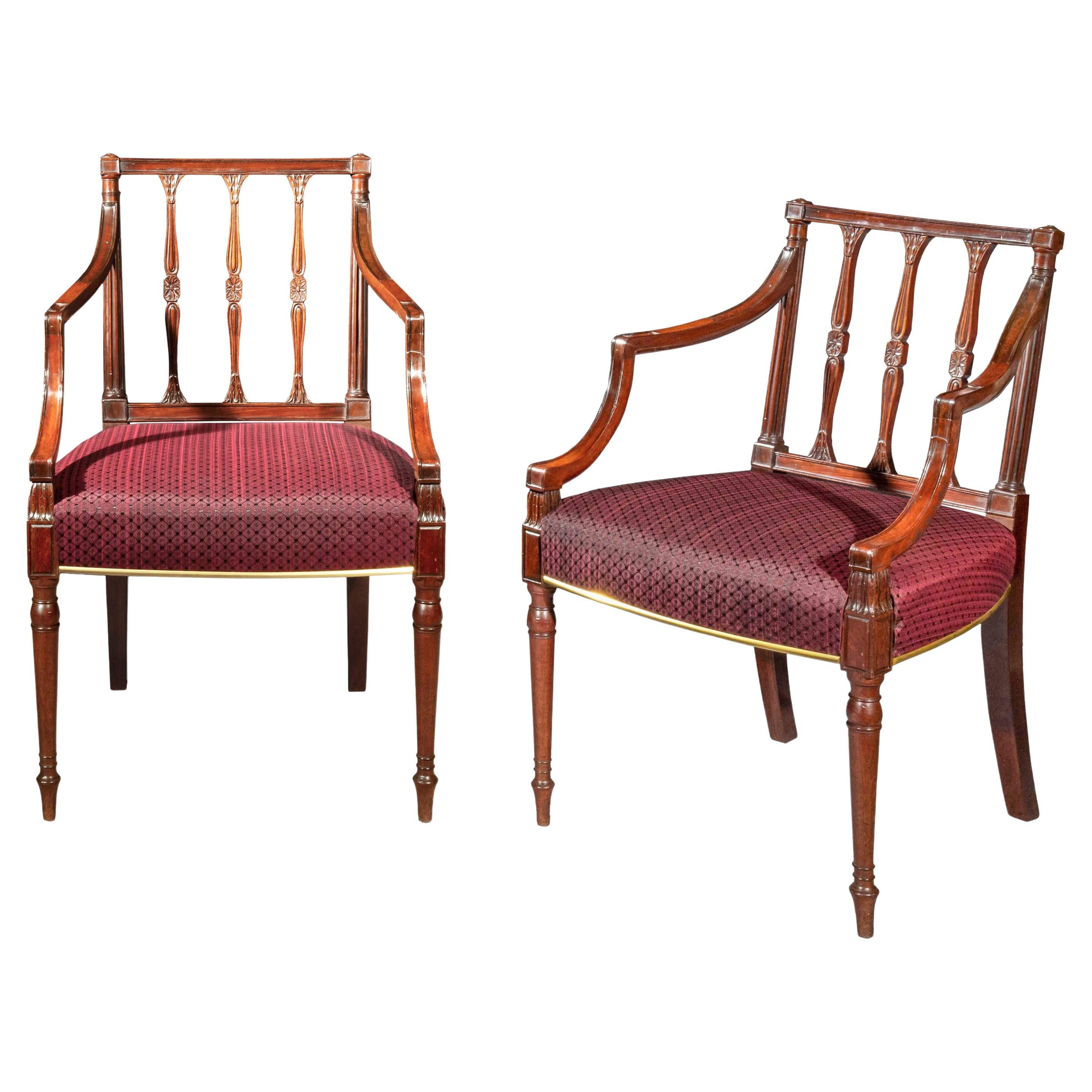 Pair Of Georgian Armchairs, Late 18th Century For Sale