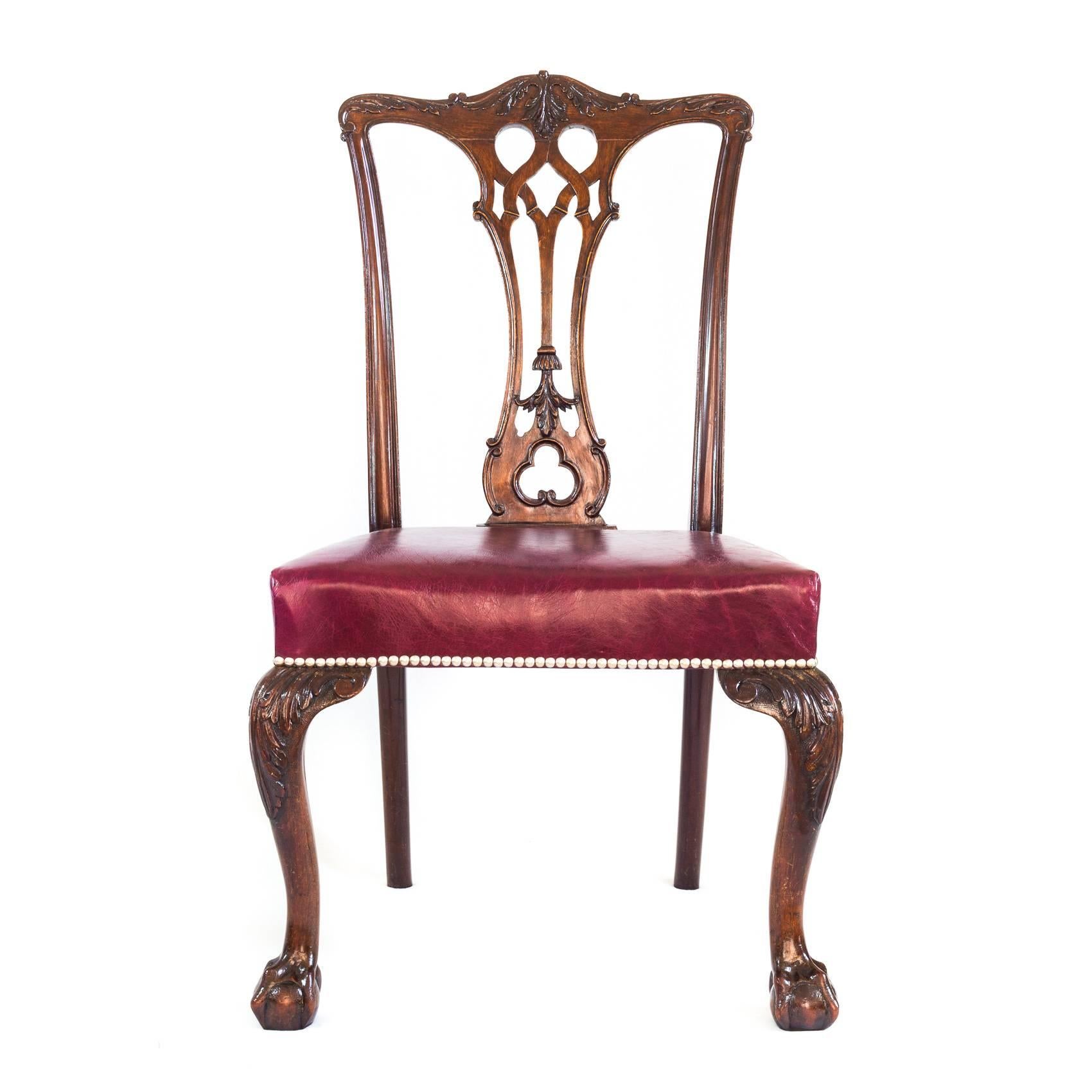 Gothic Revival Four 19th Century English Gothic Mahogany Chairs