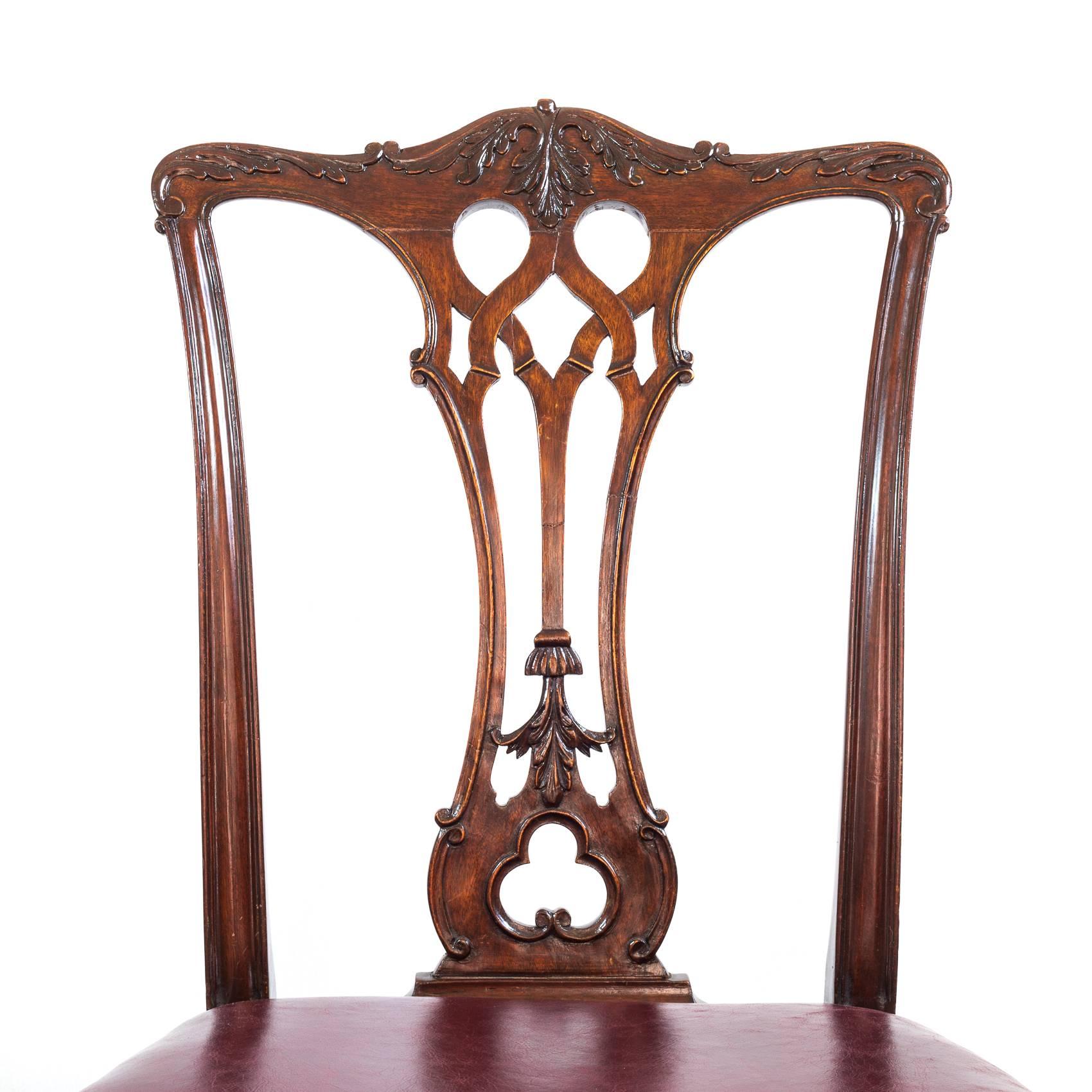 Four 19th Century English Gothic Mahogany Chairs In Excellent Condition In Richmond, London