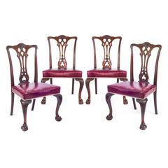 Antique Four 19th Century English Gothic Mahogany Chairs