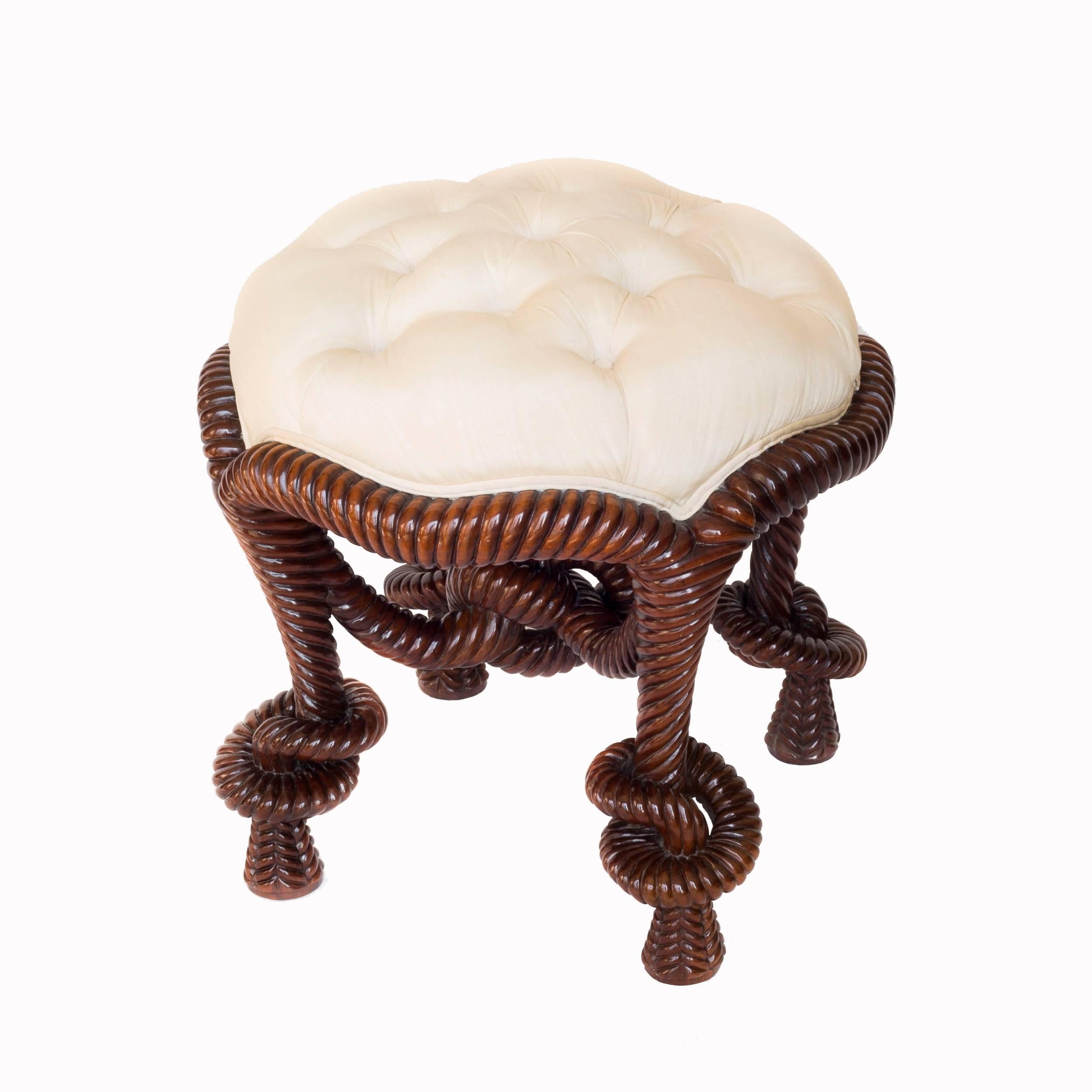 Rococo Revival French Napoleon III Style Rope-Twist Dressing Stool