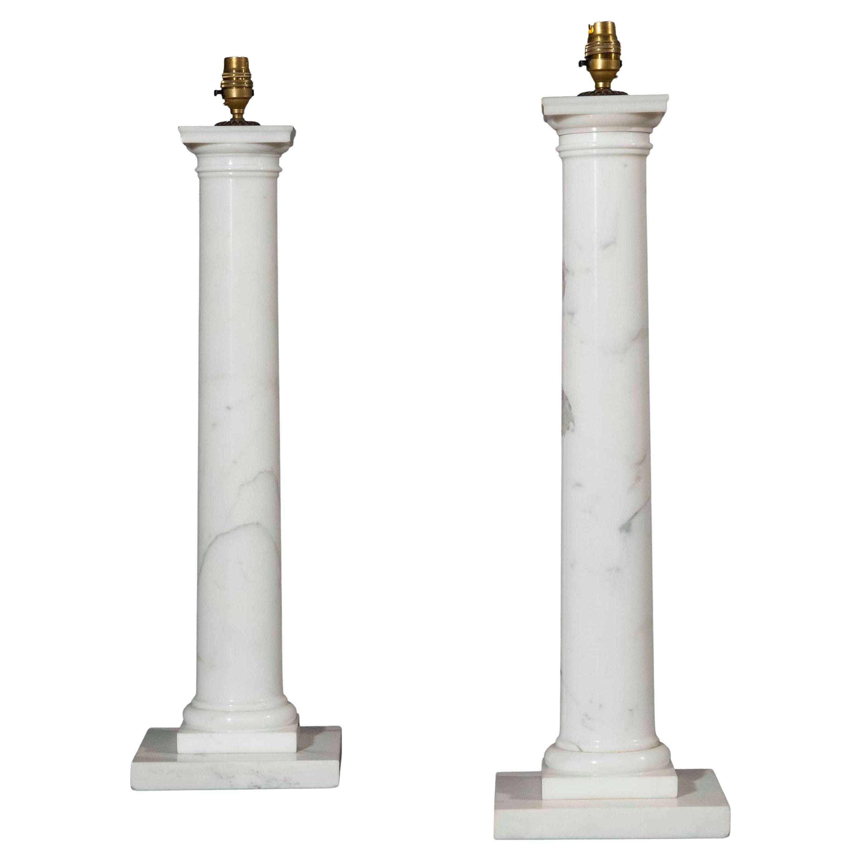 Large Marble Column Table Lamps