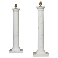 Large Marble Column Table Lamps