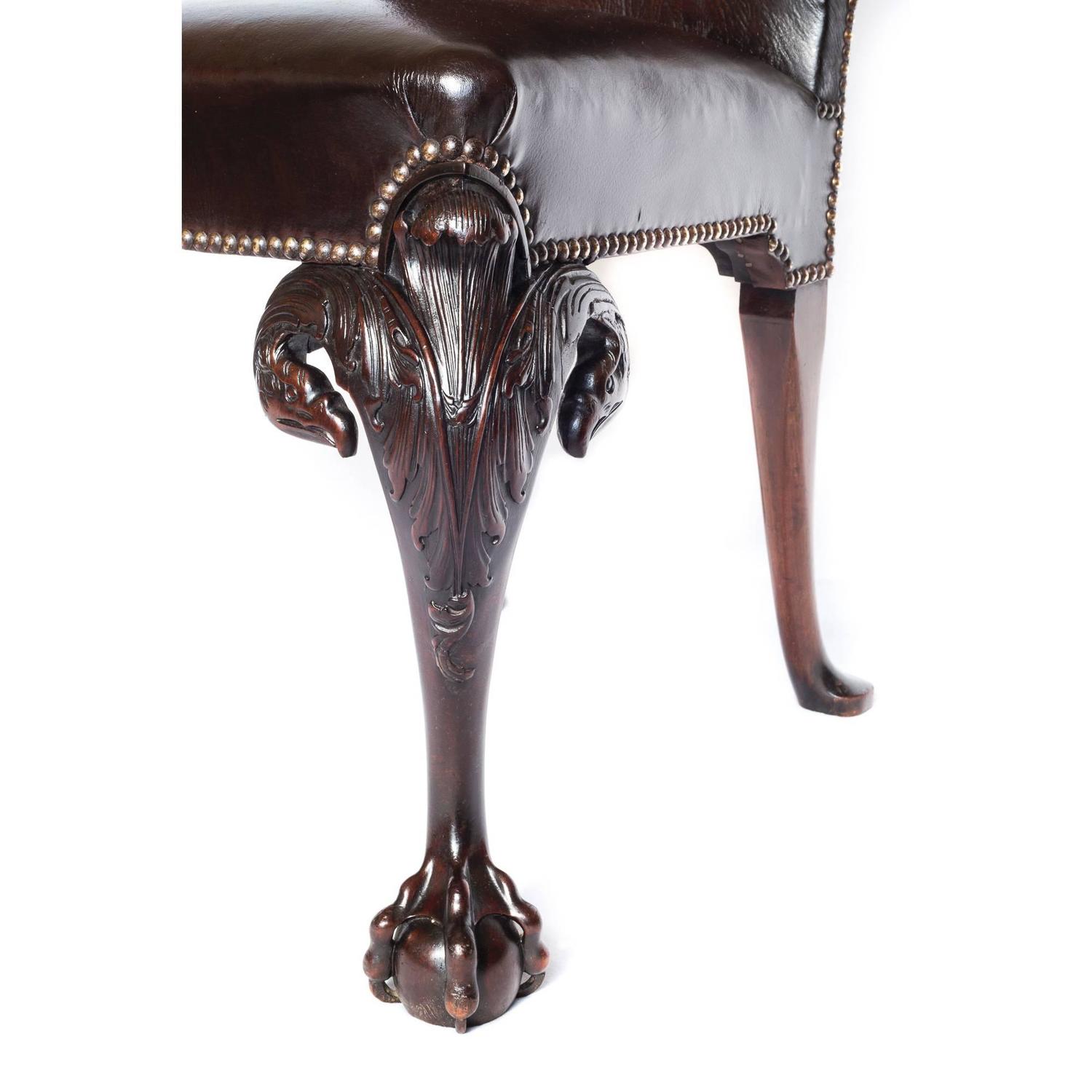 Fine Antique Pair of Irish 18th Century Style Eagle Carved Mahogany Chairs For Sale at 1stdibs