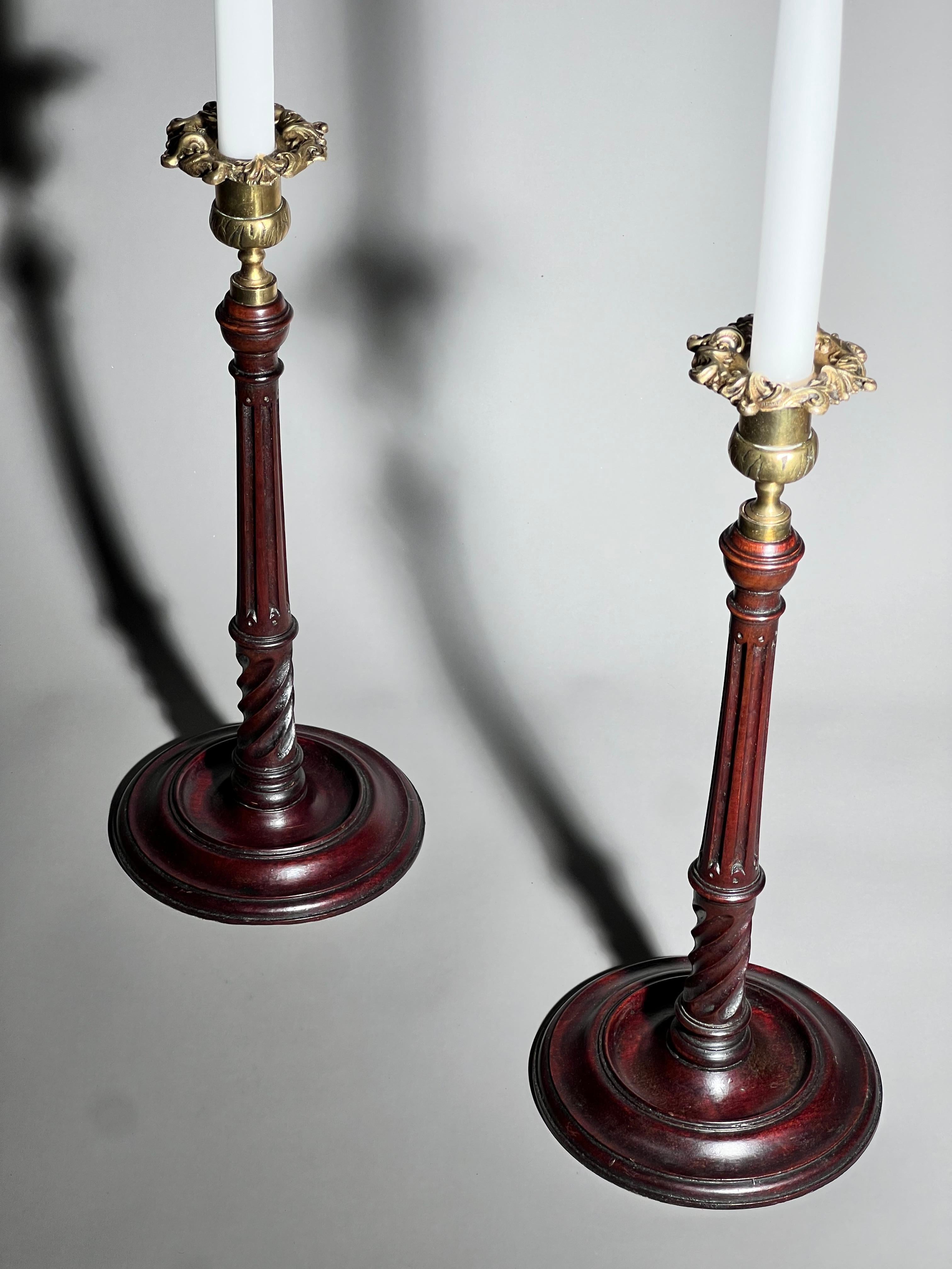 Wood Pair of 18th Century Candlesticks For Sale