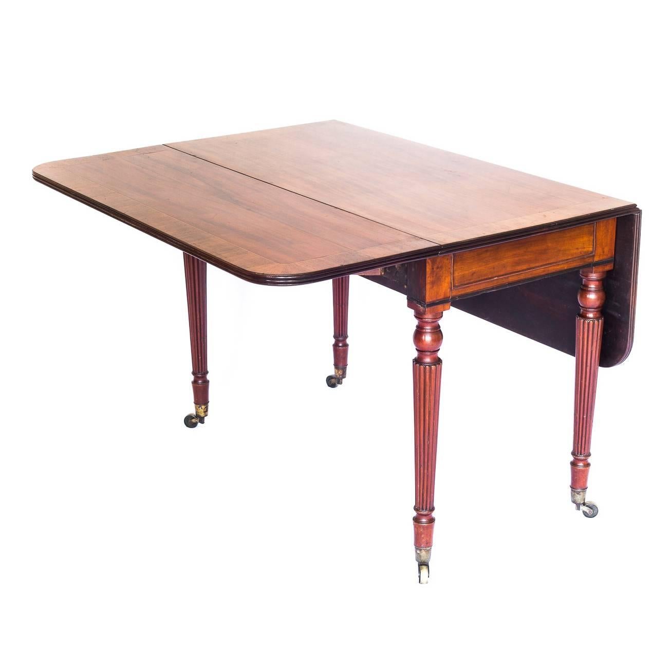 English Regency Mahogany and Rosewood Pembroke / Drop-Leaf Table of Gillows Style