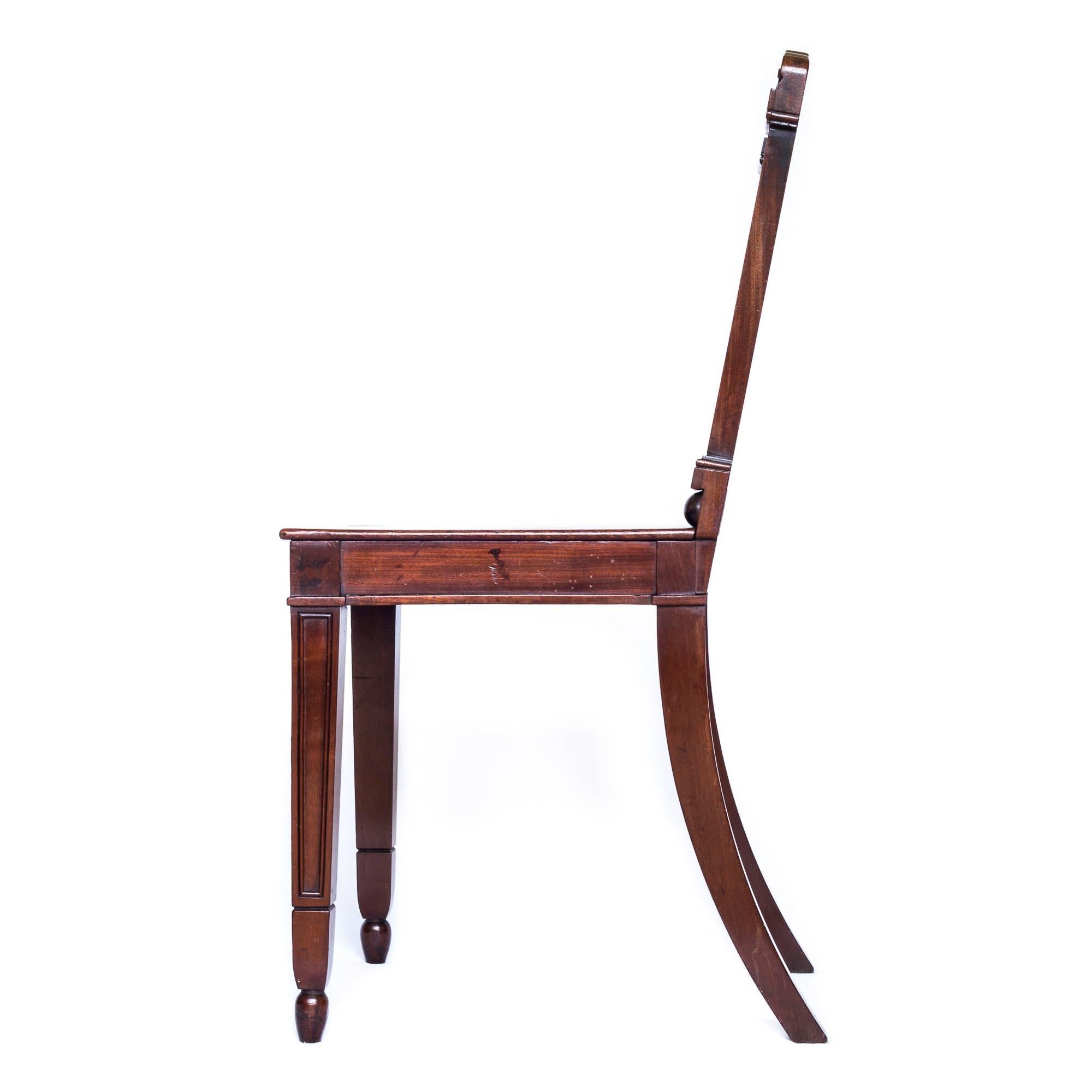 Carved Fine English George III Regency Mahogany Hall Chair, Attributed to Gillows