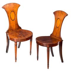 George III Sheraton Period Mahogany Hall Chairs 2