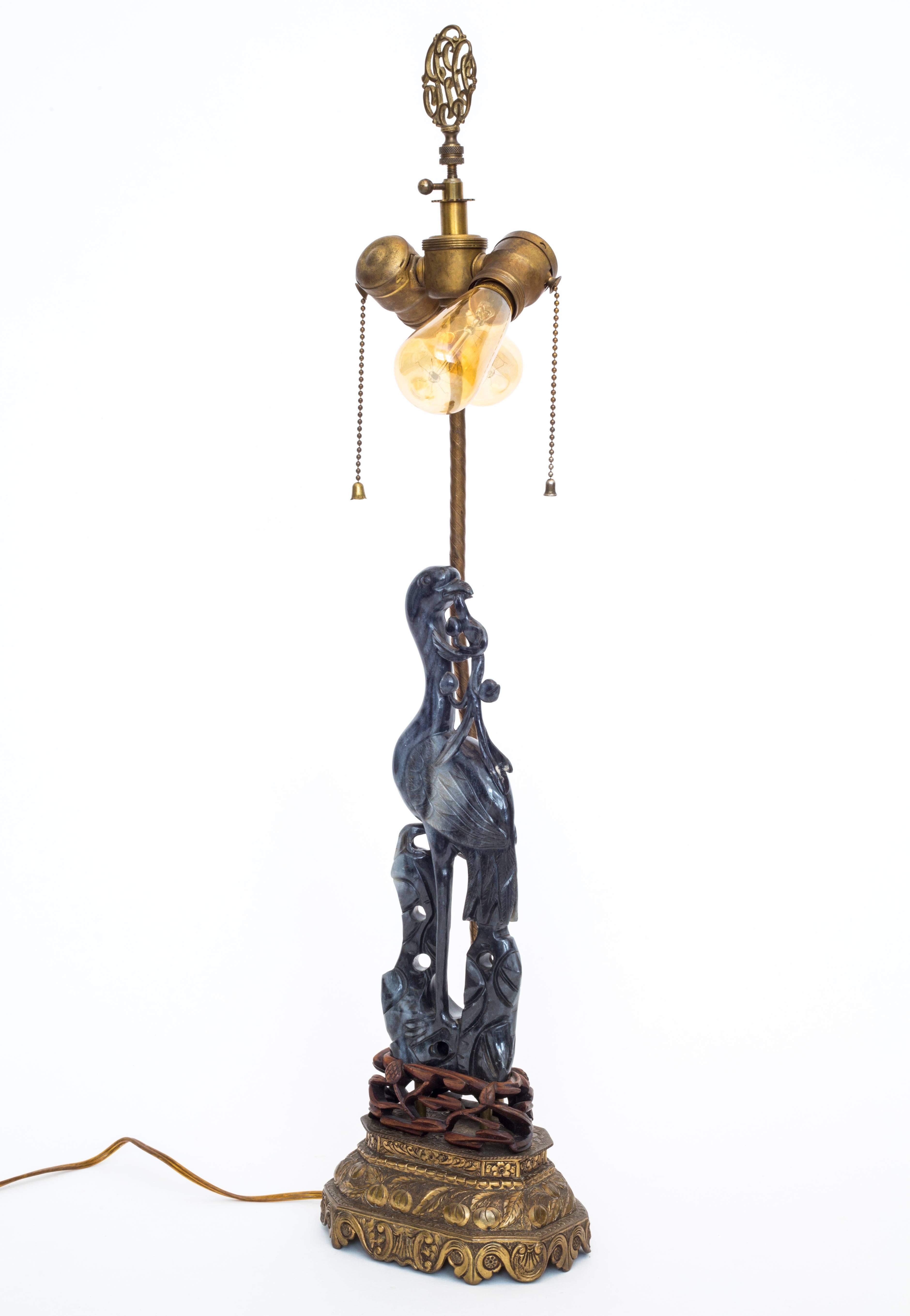 Antique 19th Century Qing Dynasty Chinese Carved Hardstone Crane Antique 19th Century Qing Dynasty Chinese Carved Hardstone Crane Table Lamp At 1stdibs