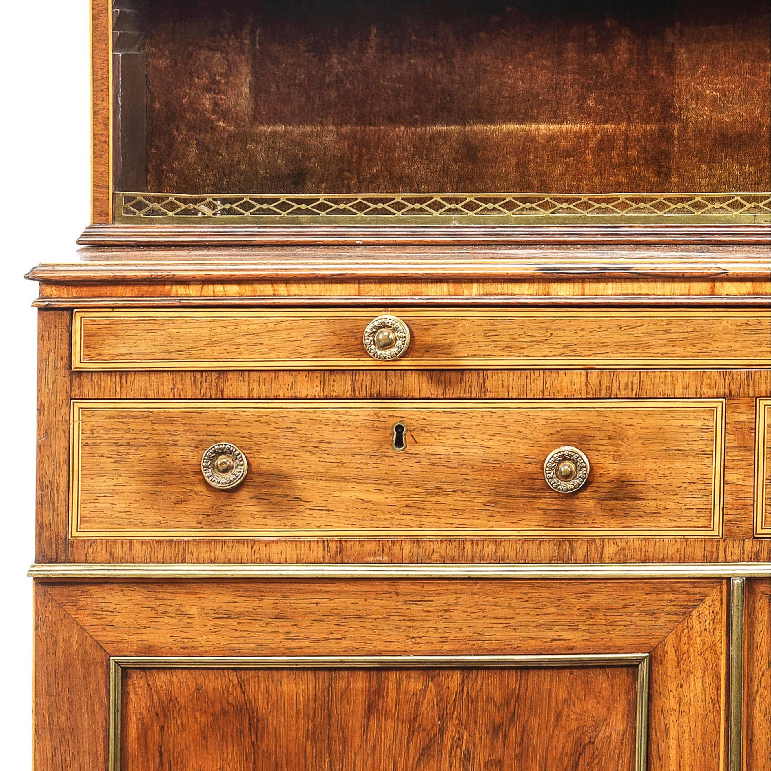 Padouk English 18th Century Georgian Regency Small Secretary Chiffonier Bookcase