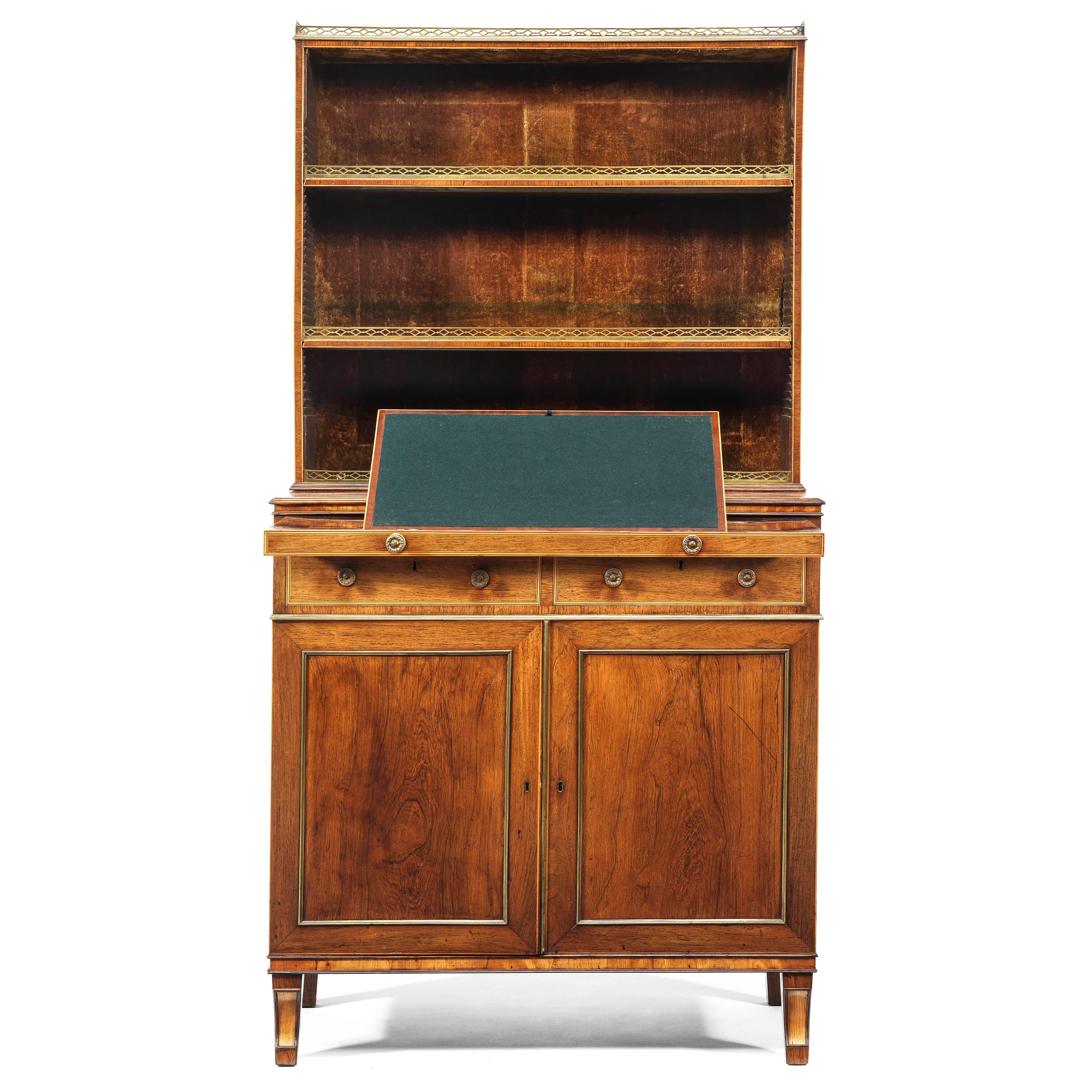 English 18th Century Georgian Regency Small Secretary Chiffonier Bookcase 4