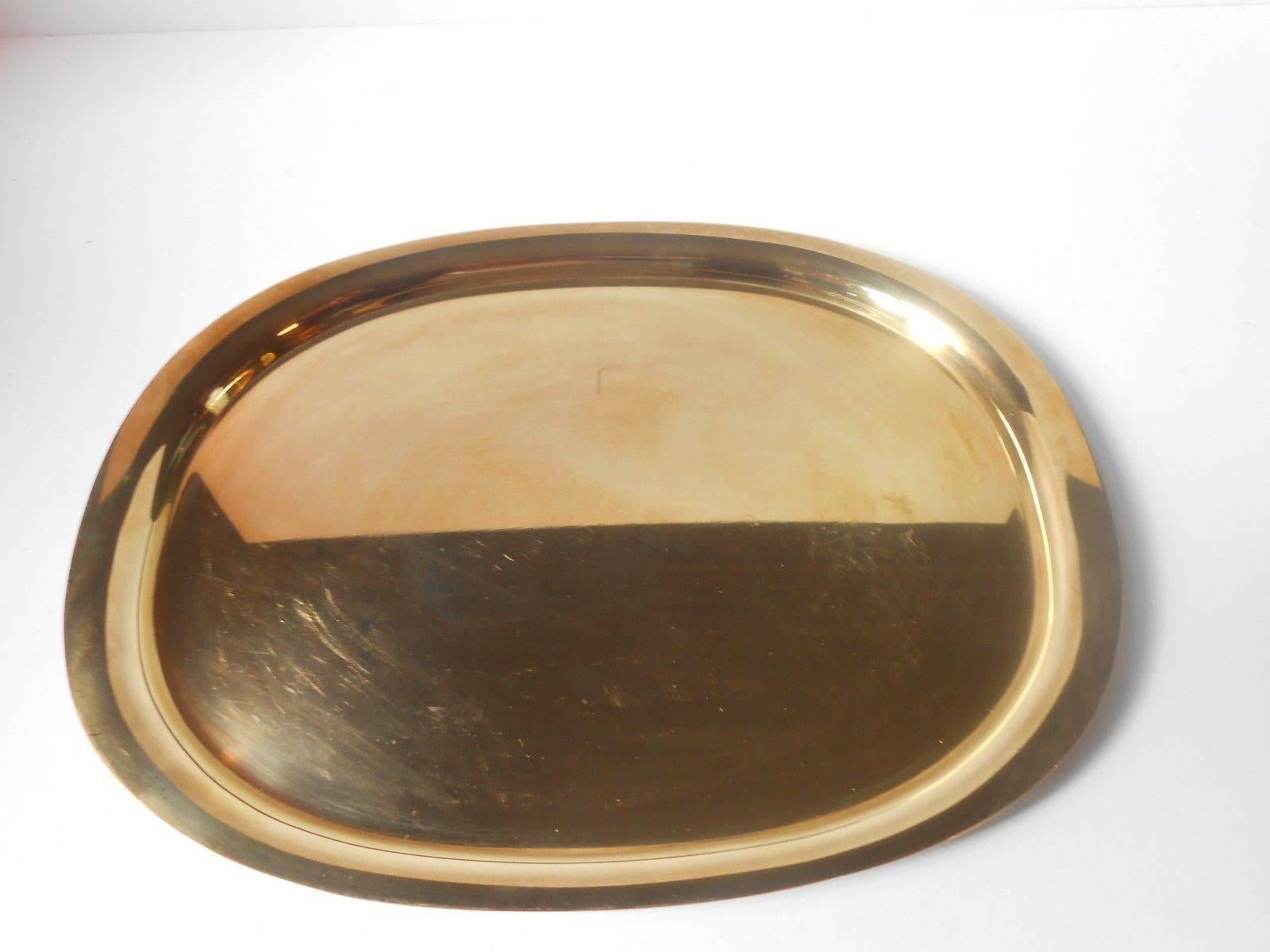Danish Rare 1960s Piet Hein Solid Brass Elliptical Egg Tray for Georg Jensen Denmark