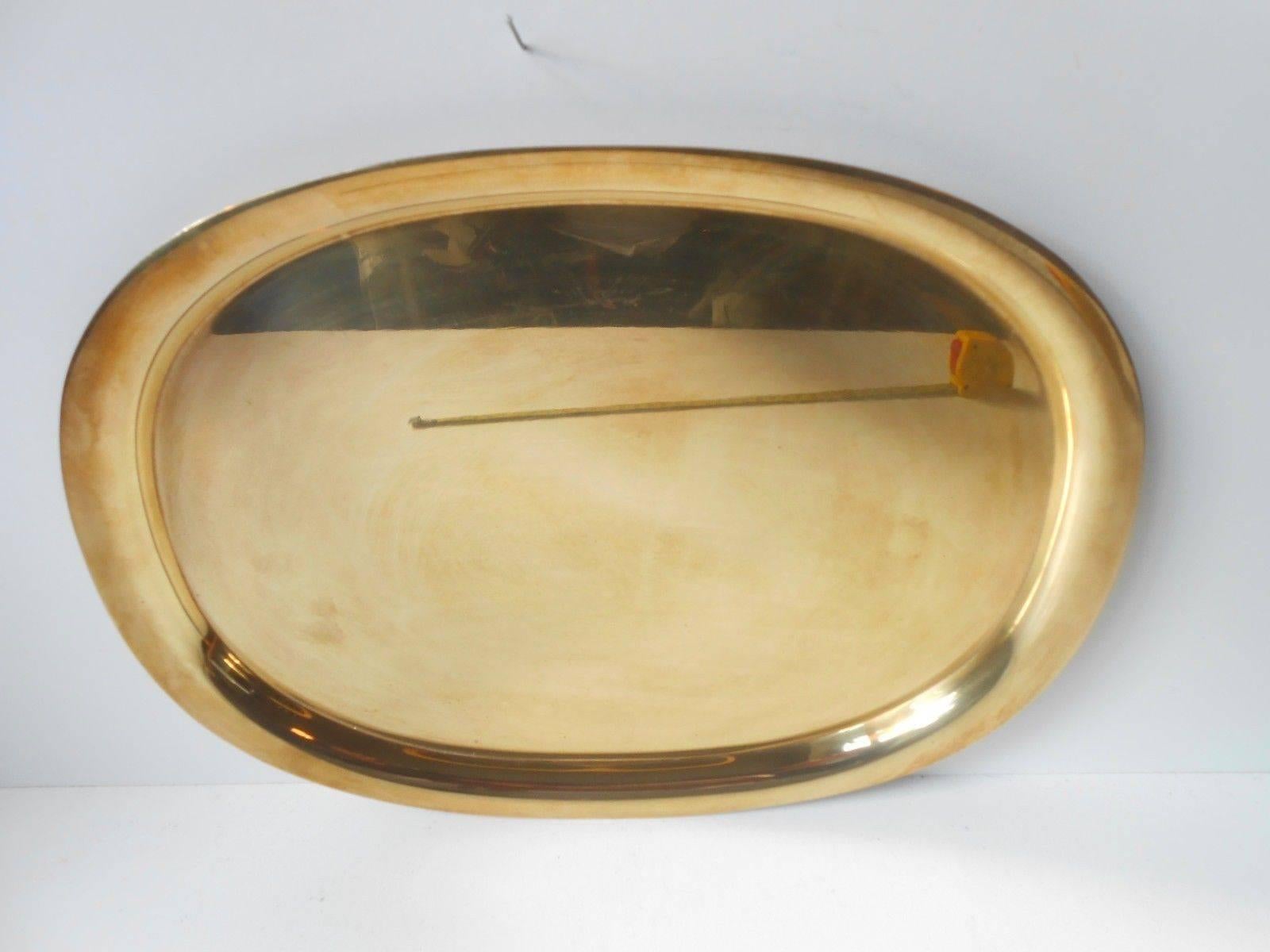 Mid-Century Modern Rare 1960s Piet Hein Solid Brass Elliptical Egg Tray for Georg Jensen Denmark