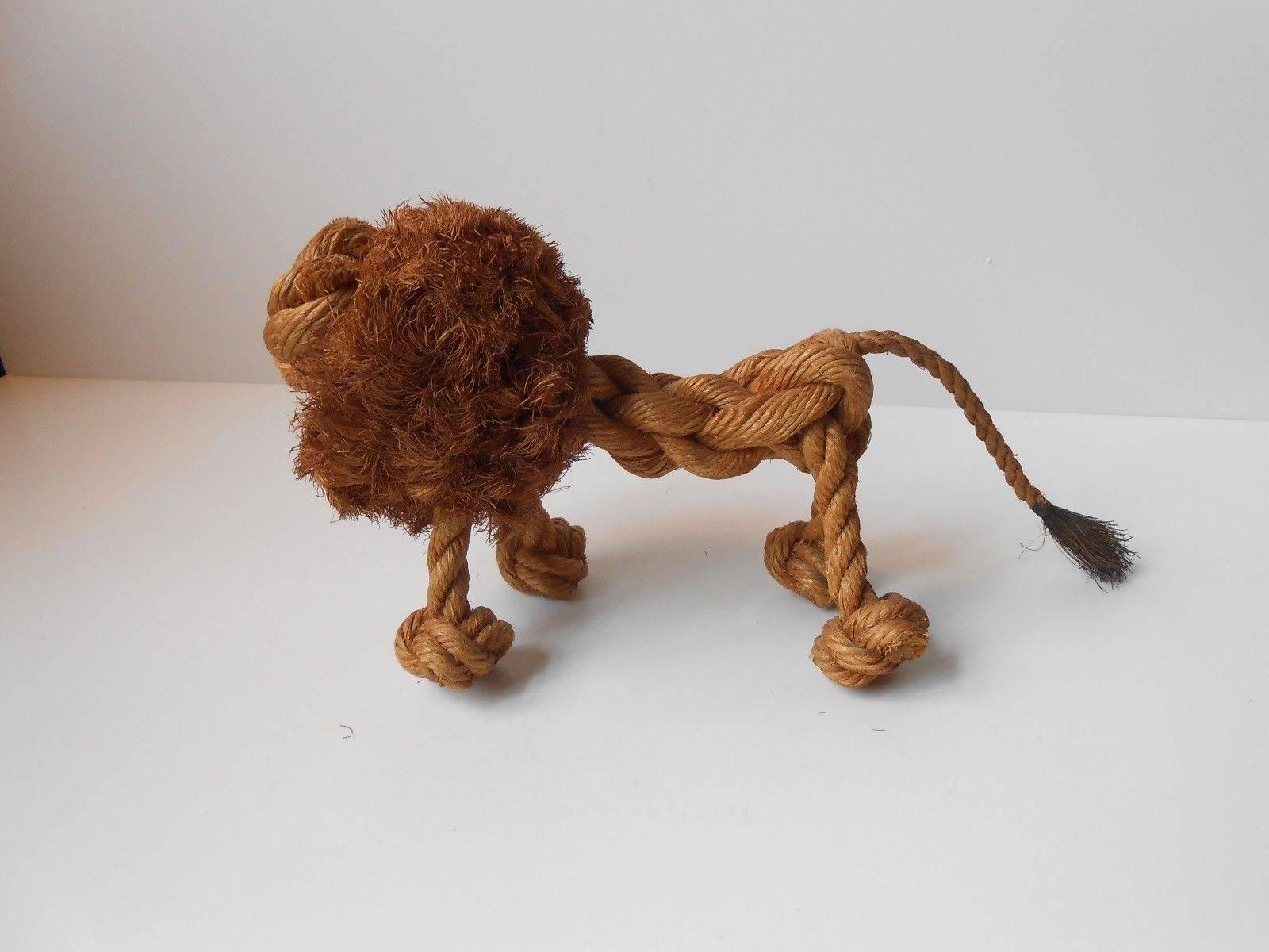 A very rare example of the Danish toy-design-master Kay Bojesen work. This lion in braided natural rope was designed I collaboration between Jorgen Bloch and Kay Bojesen in latter part of the 1950s and it was discontinued in the catalogue after a
