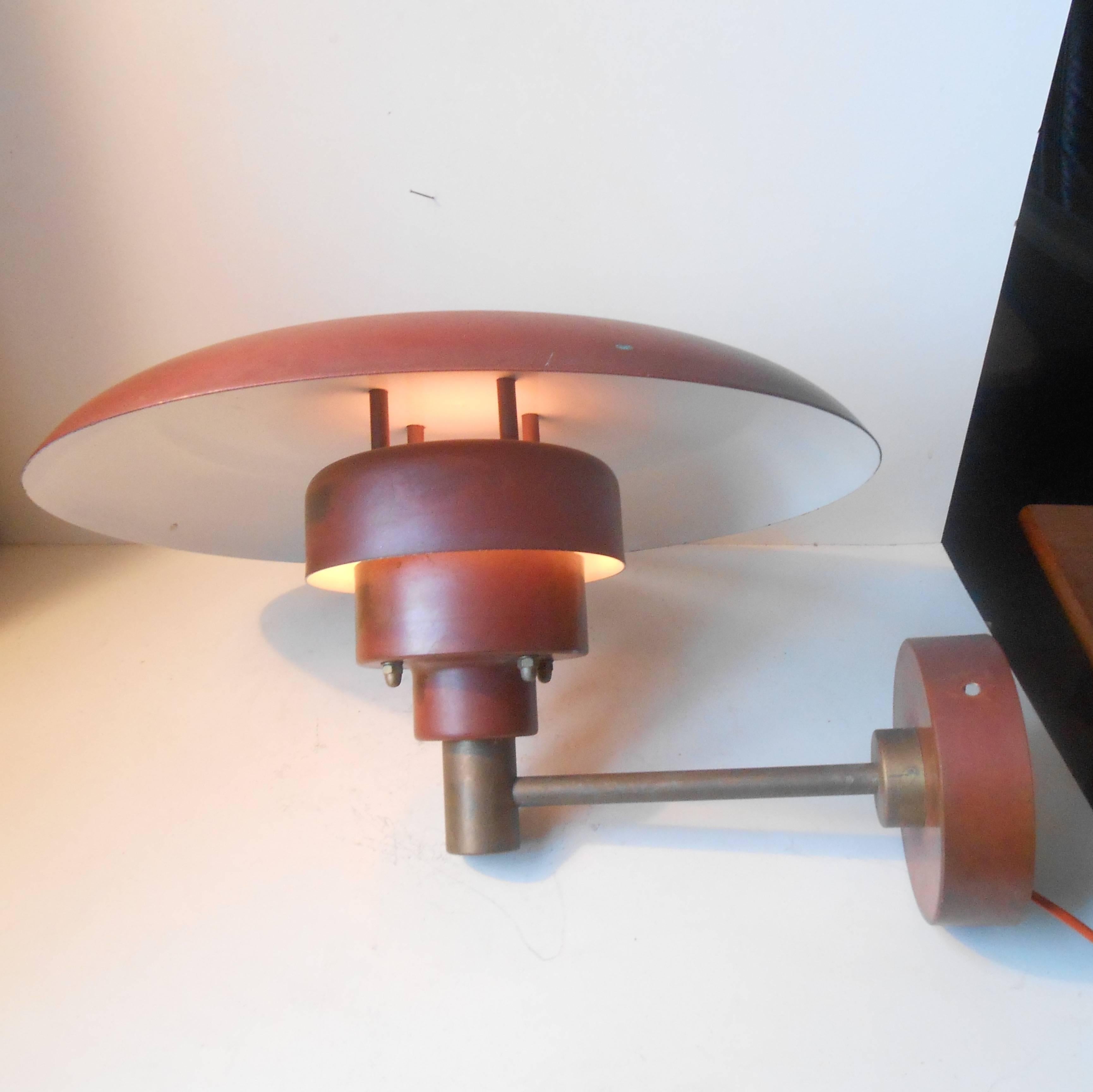 Patinated Very Rare Lyfa Outdoor Wall Light in Red Verdigris Copper in the Manner of PH
