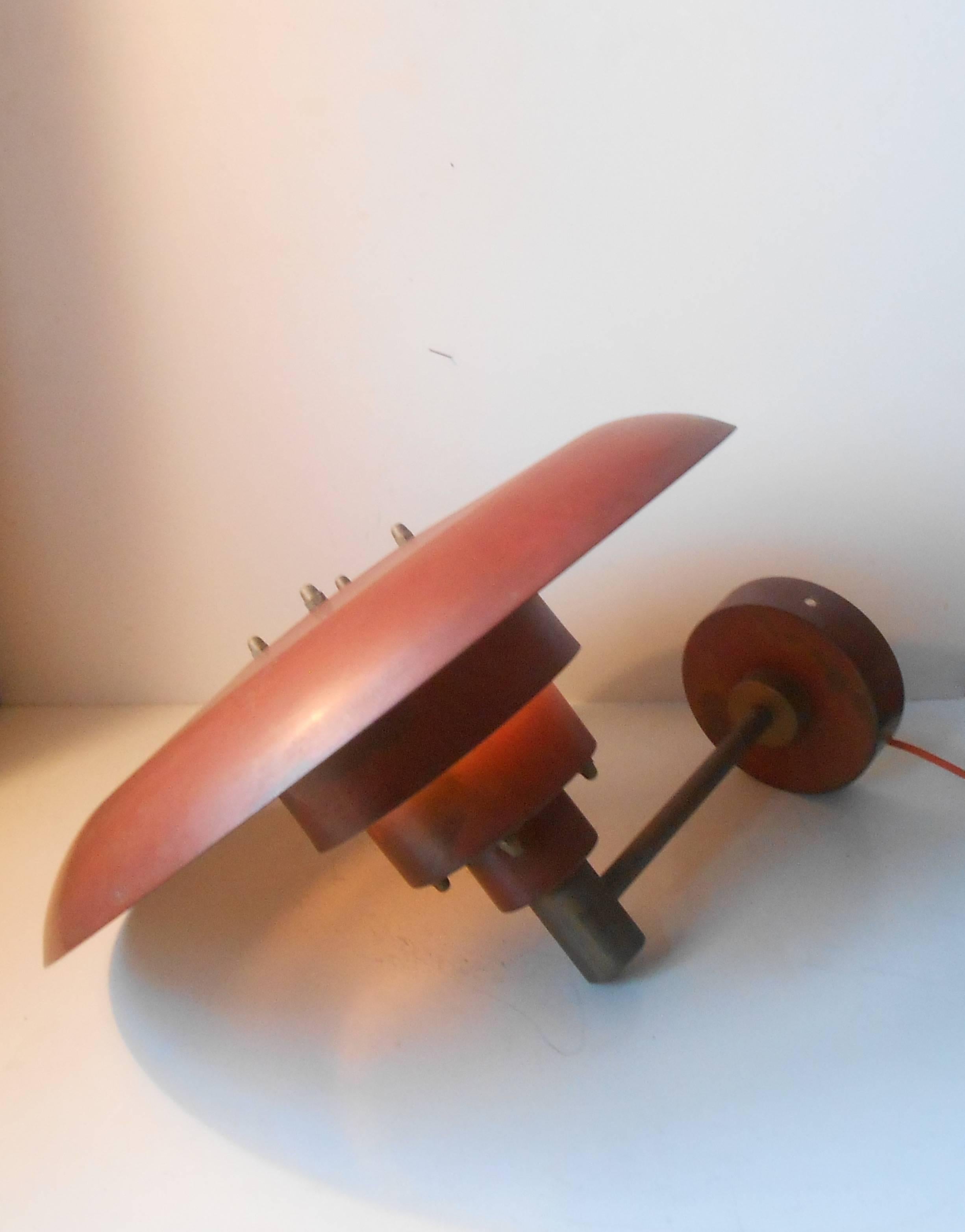Mid-Century Modern Very Rare Lyfa Outdoor Wall Light in Red Verdigris Copper in the Manner of PH