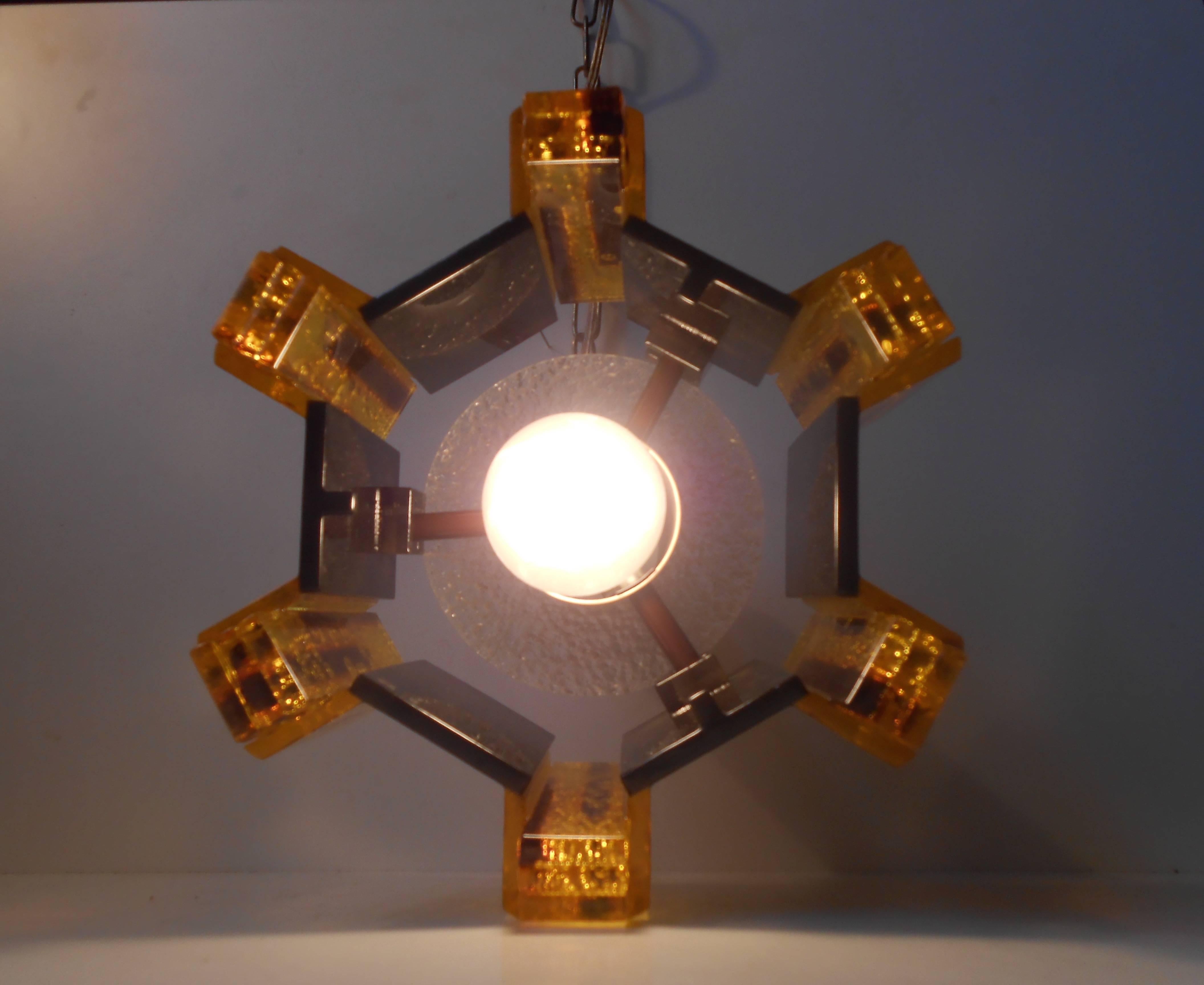 Molded Vintage Claus Bolby Pendant with Brass Details, Danish Modern - a Spacey Twist