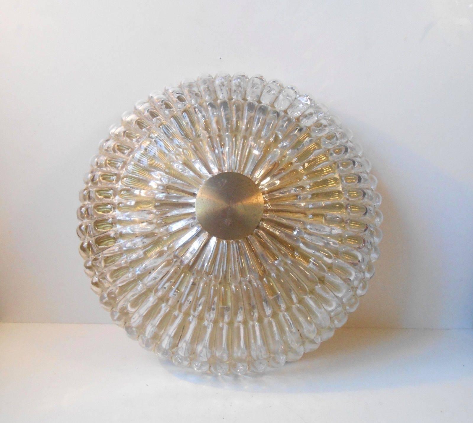 Mid-Century Modern 1950s Carl Fagerlund Crystal Flush Mount Chandelier - Swedish Modern by Orrefors