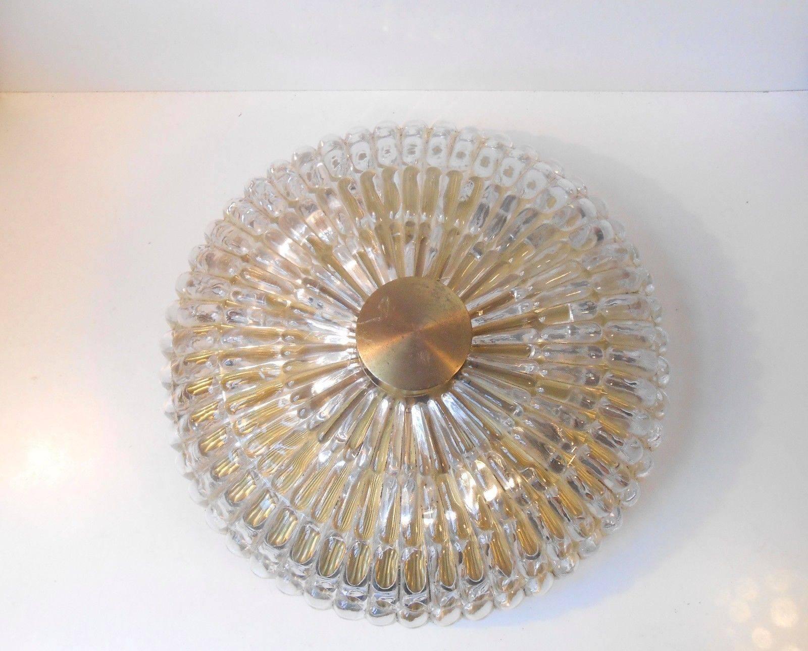 1950s Carl Fagerlund Crystal Flush Mount Chandelier - Swedish Modern by Orrefors In Good Condition In Esbjerg, DK