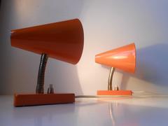 Pair of 1960s Danish Modern Orange Wall Lights or Nightlights by E. S. Horn
