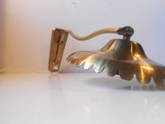 Rare 1950s Bent Karlby Adjustable Brass Wall Swing-Arm Lamp, Lyfa Danish Modern