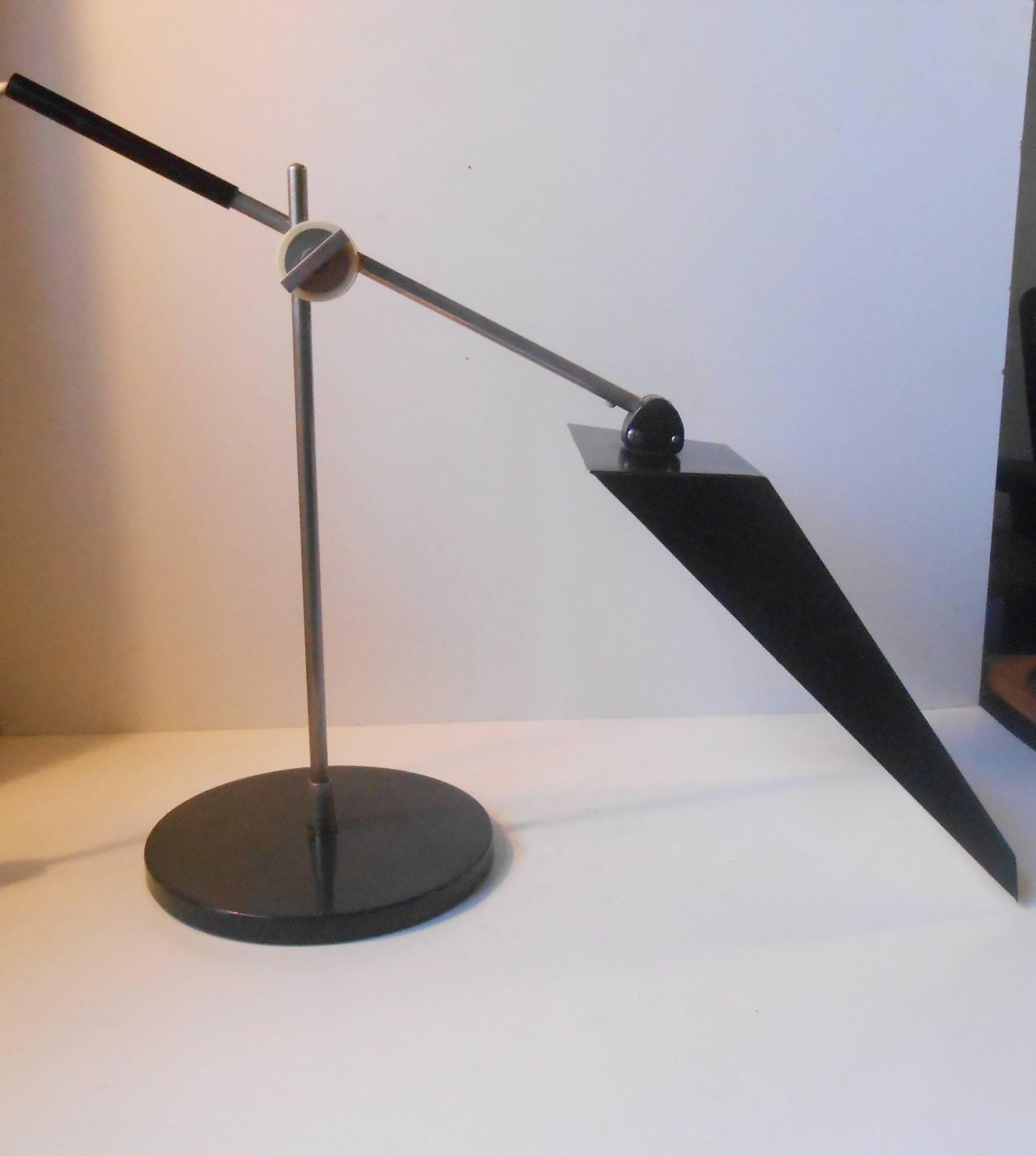 Powder-Coated Christian Dell Black Table Lamp Kaiser Leutschen, Germany, circa 1950 For Sale