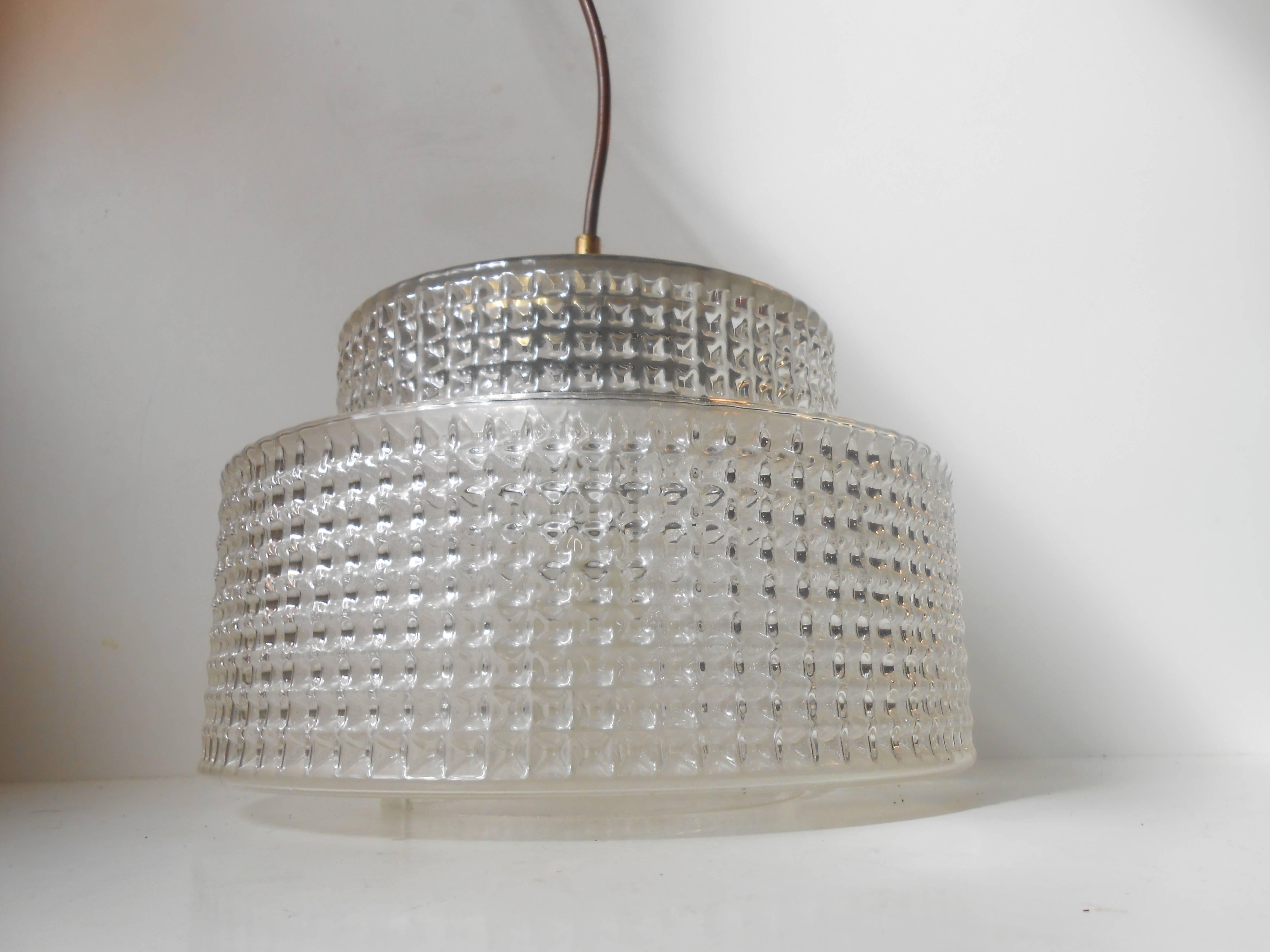 Pure & Simple Designed Brass & 'Diamond' Glass Modernist Pendant Lamp by Vitrika In Excellent Condition In Esbjerg, DK
