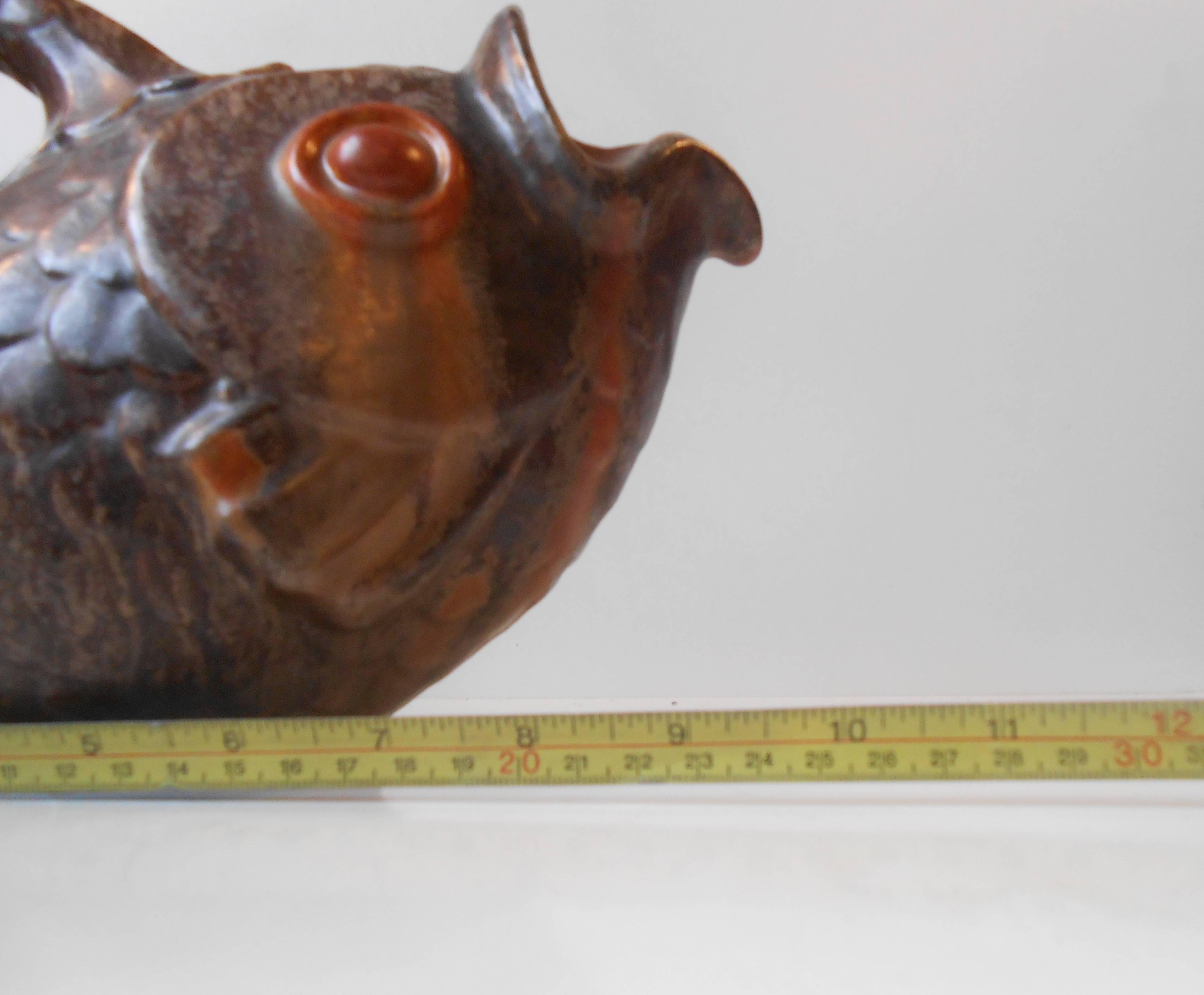 Large Glazed Fish Jug by Michael Andersen & Son, Denmark, circa 1940 For Sale 2