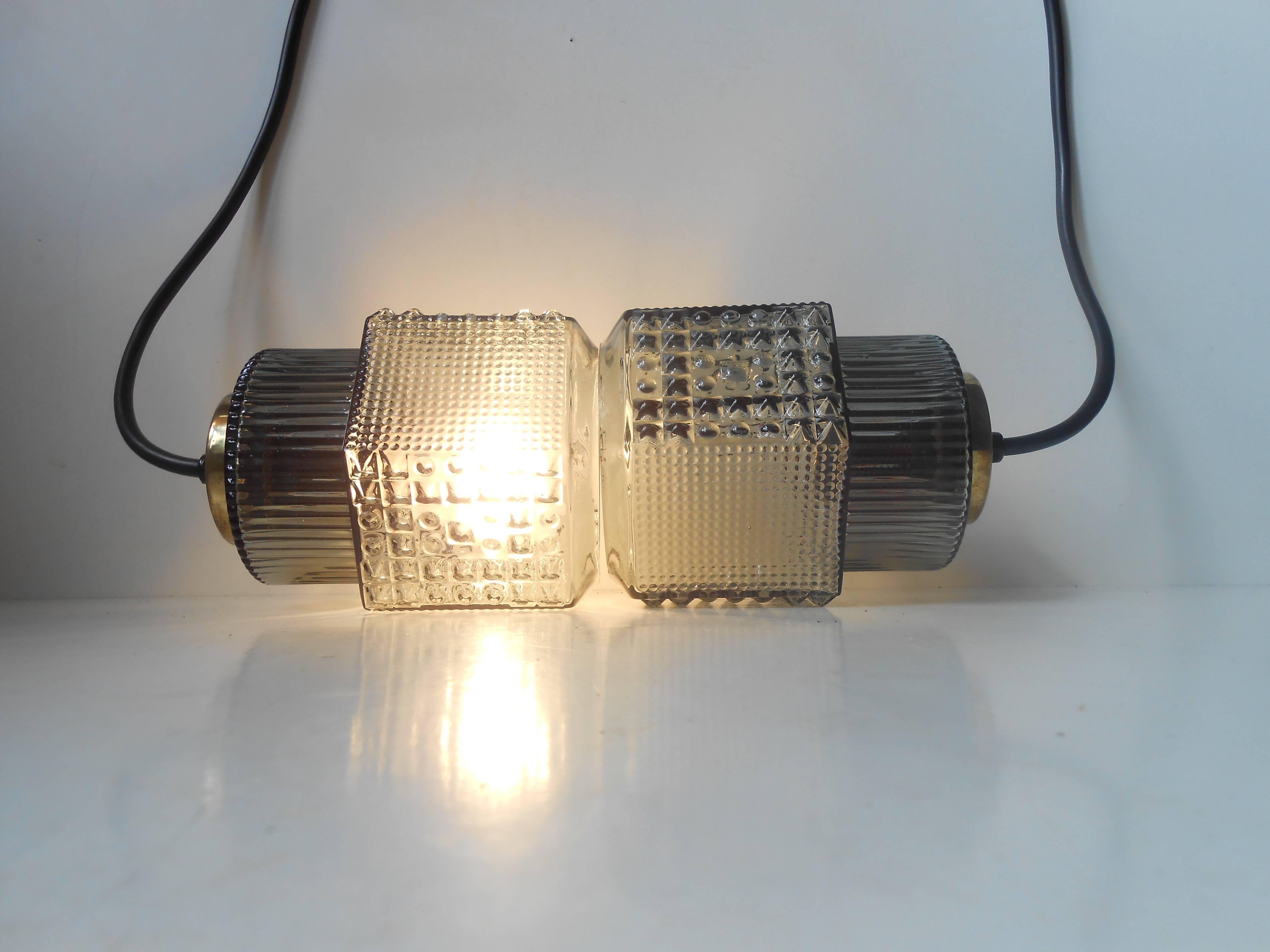 Pair of Smoke Grey Glass Pendant Lamps by Vitrika, Denmark, Danish Mid-Century In Excellent Condition In Esbjerg, DK