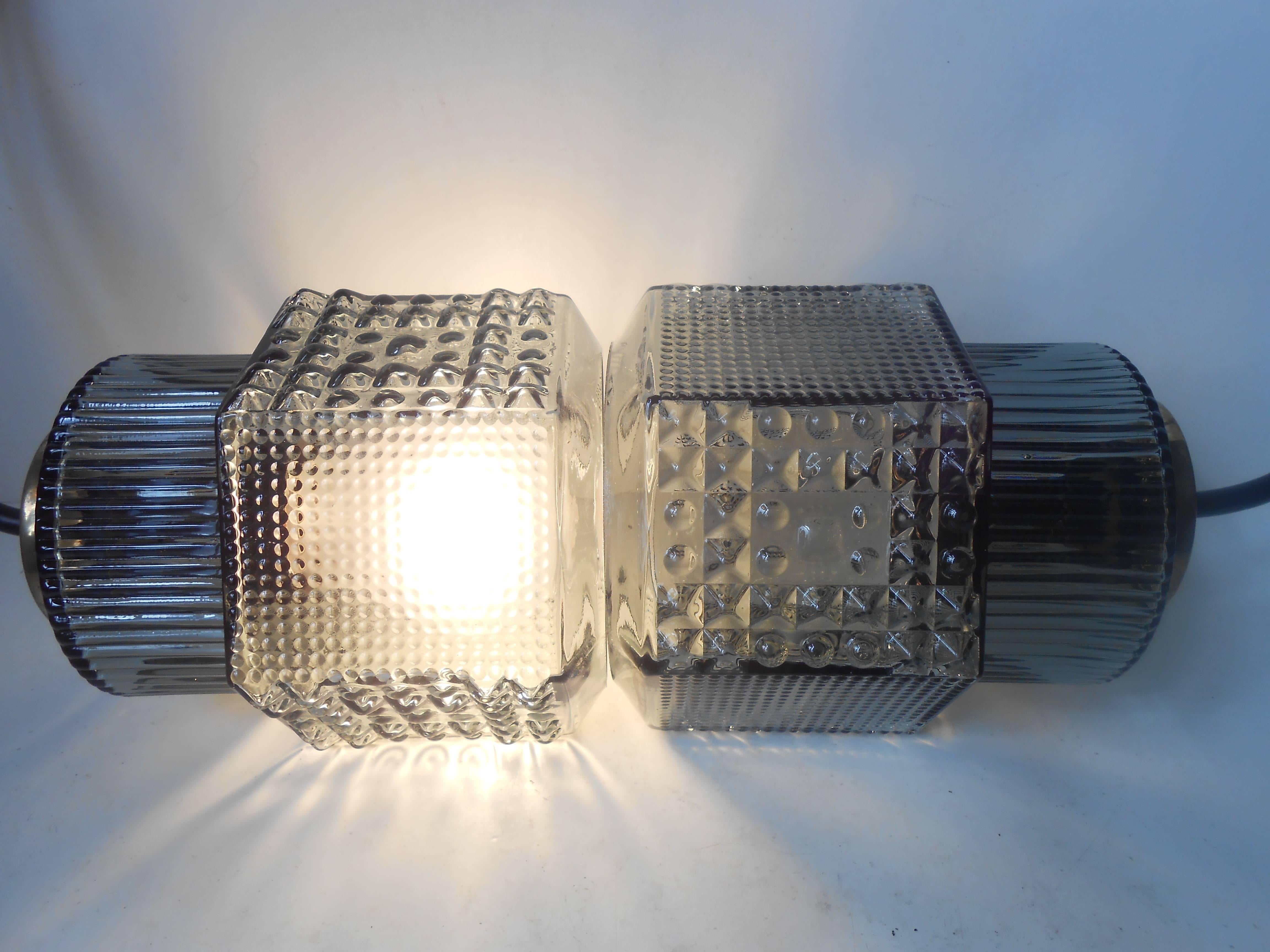 Pair of Smoke Grey Glass Pendant Lamps by Vitrika, Denmark, Danish Mid-Century 2