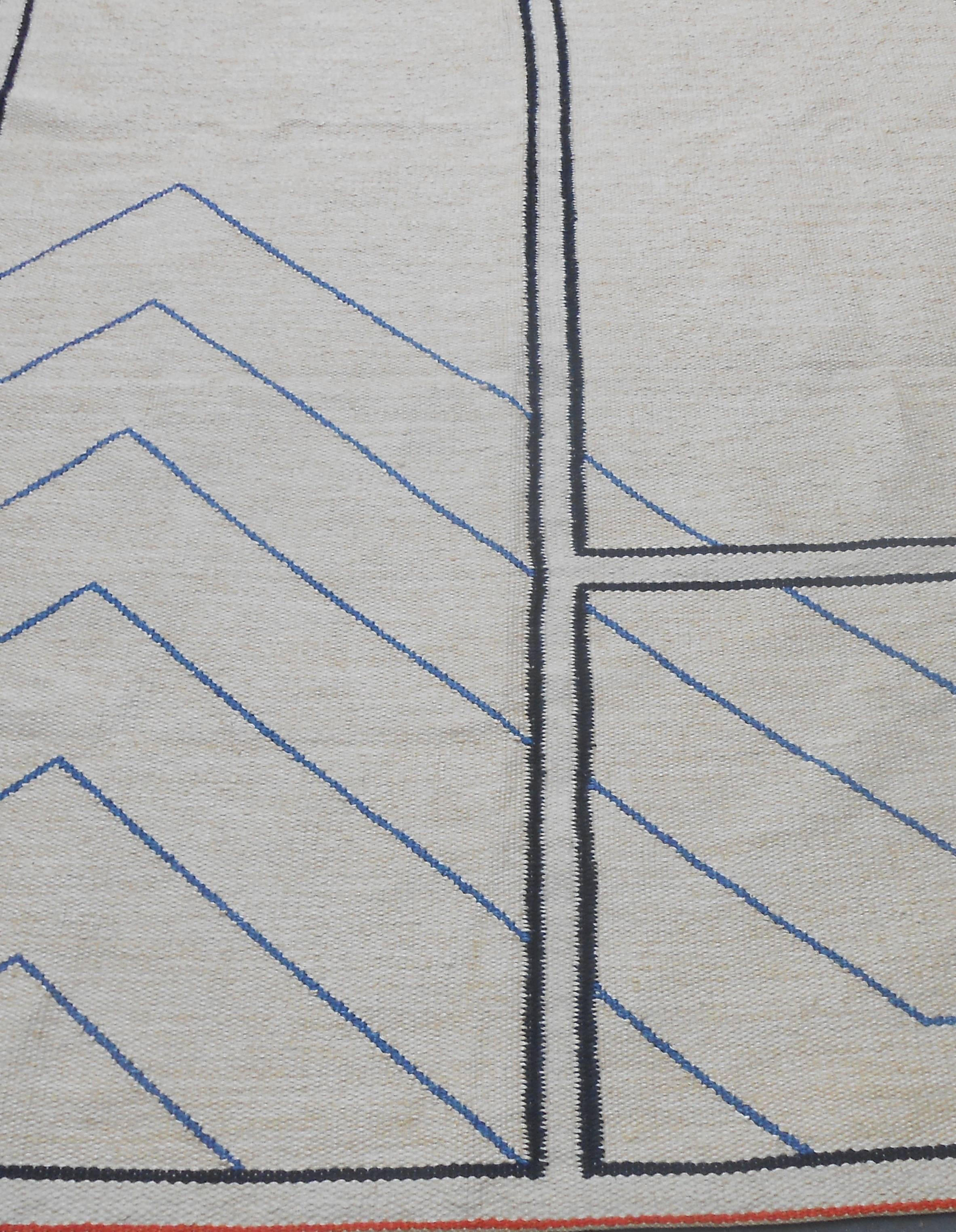 Hand-Woven Unique Gudrun Pagter Art Tapestry 'Composition with Blue Lines, ' circa 1970