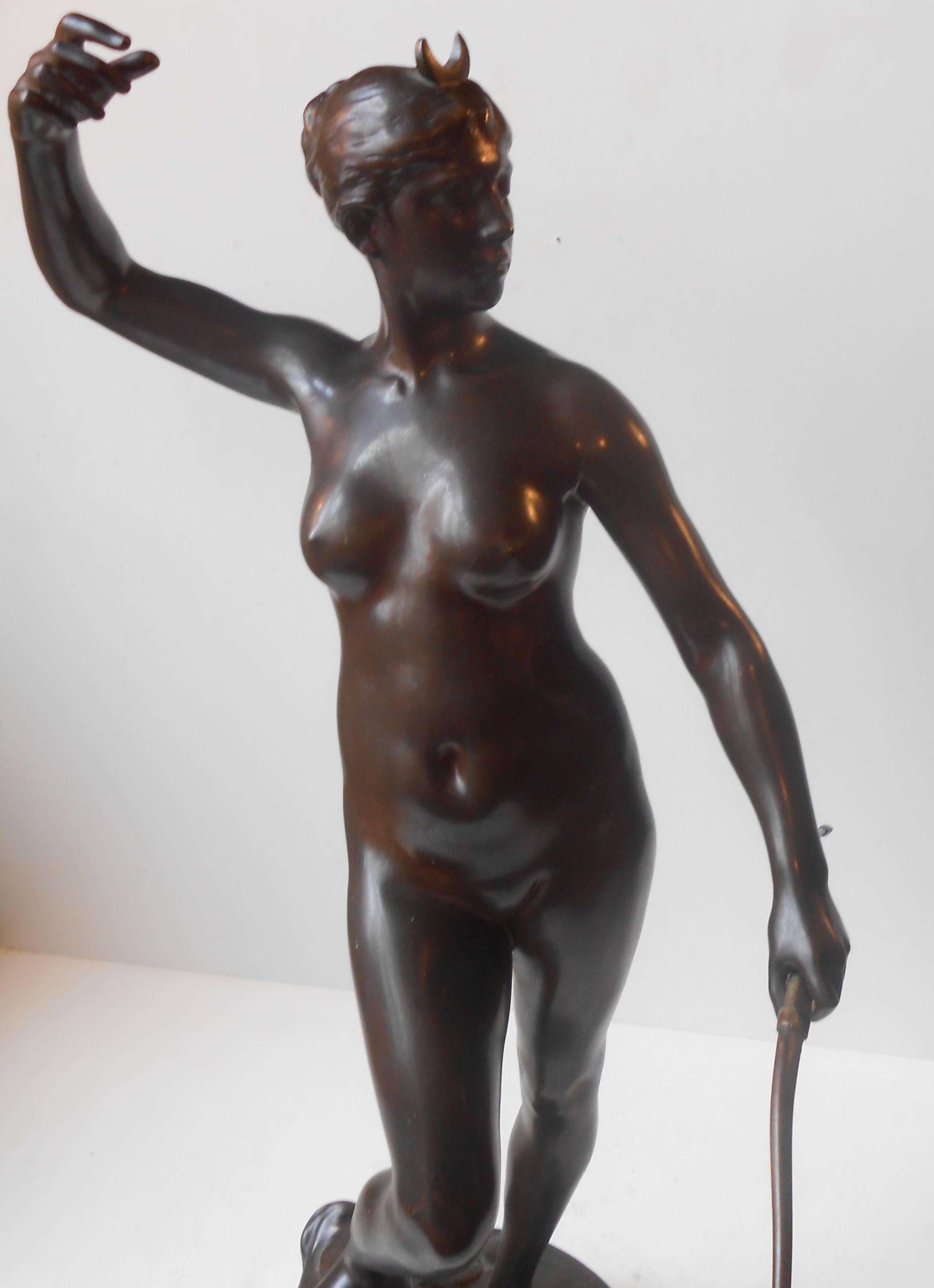 Baroque Revival 19th Century French Bronze Sculpture 'Diana' by Jean Alexandre Falguiere, Paris